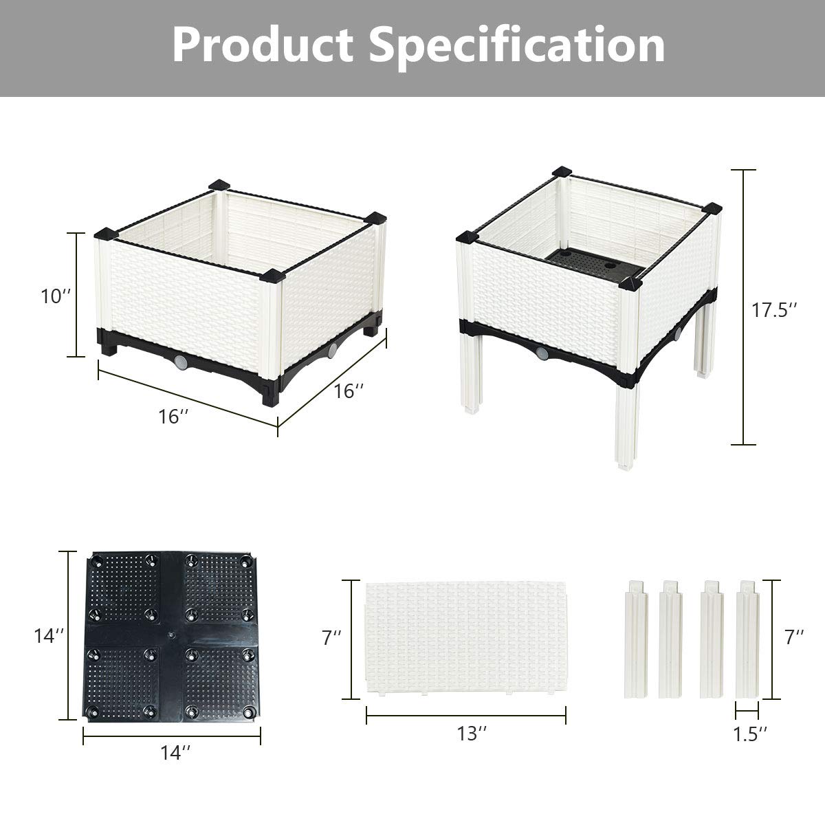 Set of 4 Raised Garden Bed Kits 