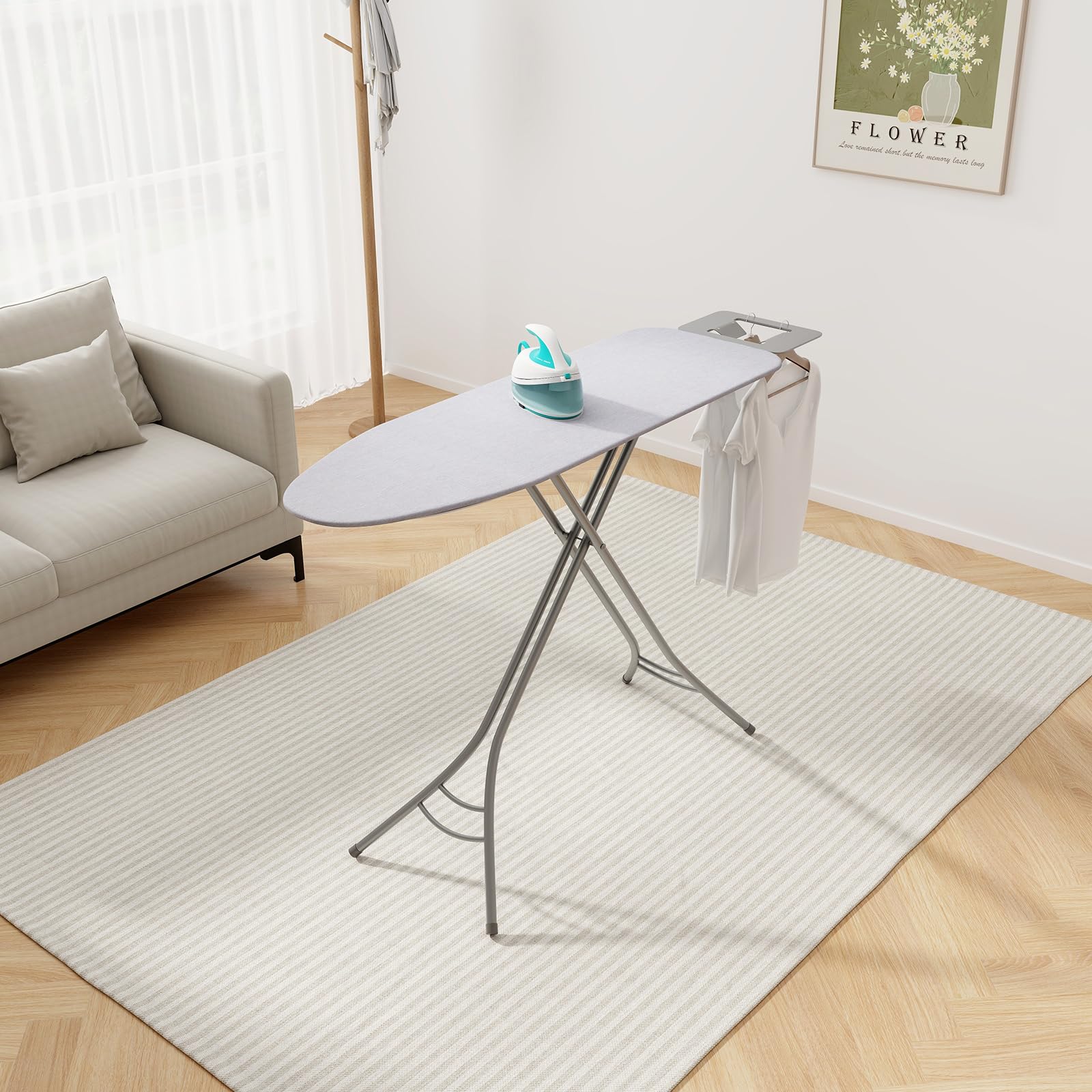 Giantex Foldable Ironing Board with Iron Rest, Heat Resistant Cover, 48.5" x 15.5" Ironing Surface, 27"-36" Adjustable Heights 