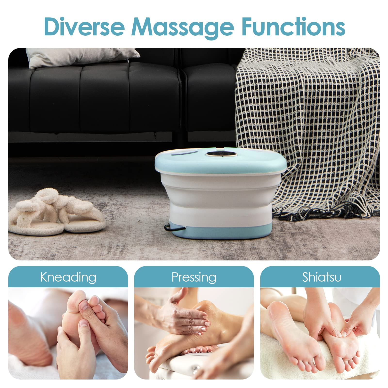 Collapsible Foot Spa Tub w/Remote Control | Pedicure Foot Spa 