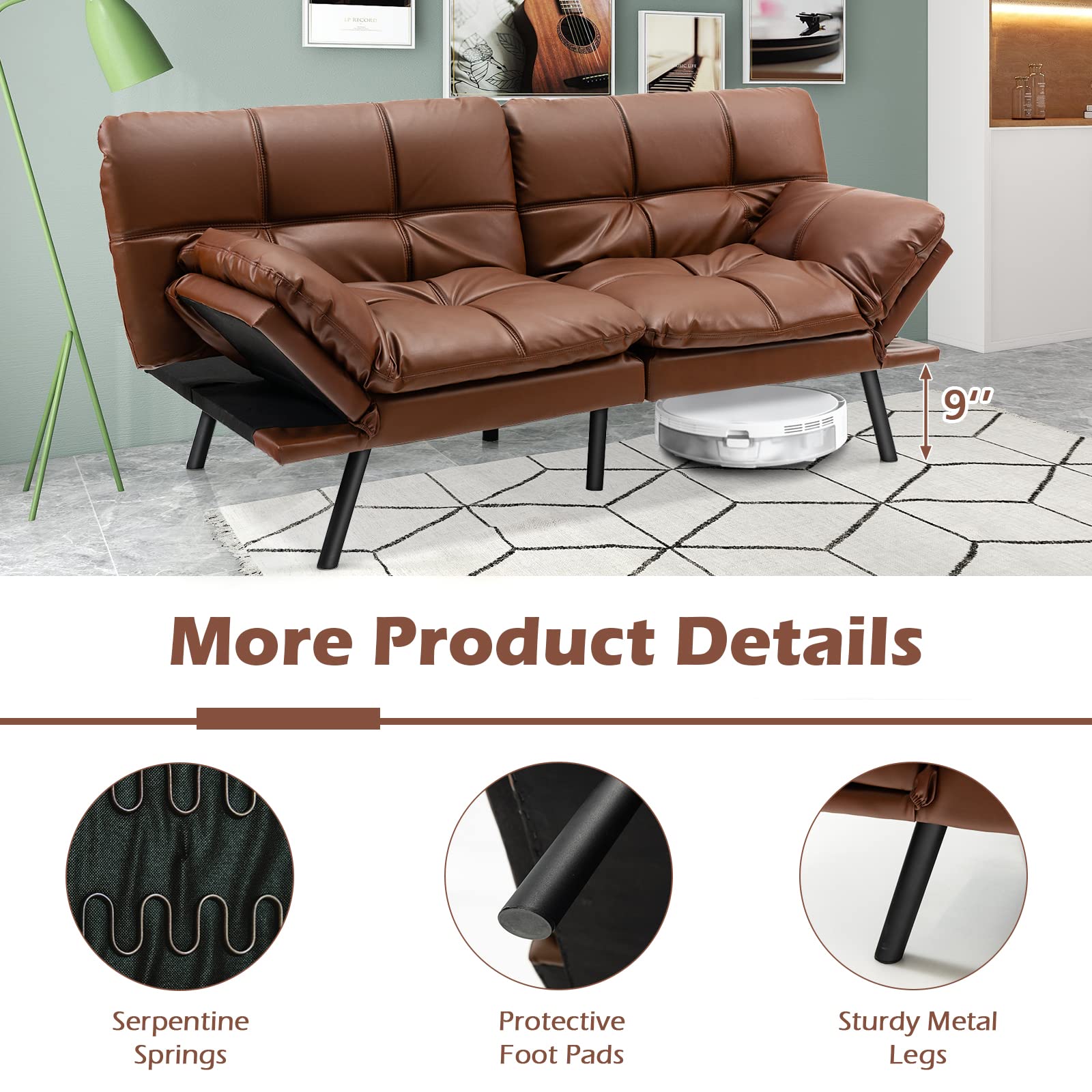 Giantex Futon Sofa Bed, Convertible Memory Foam Futon Couch Sleeper 