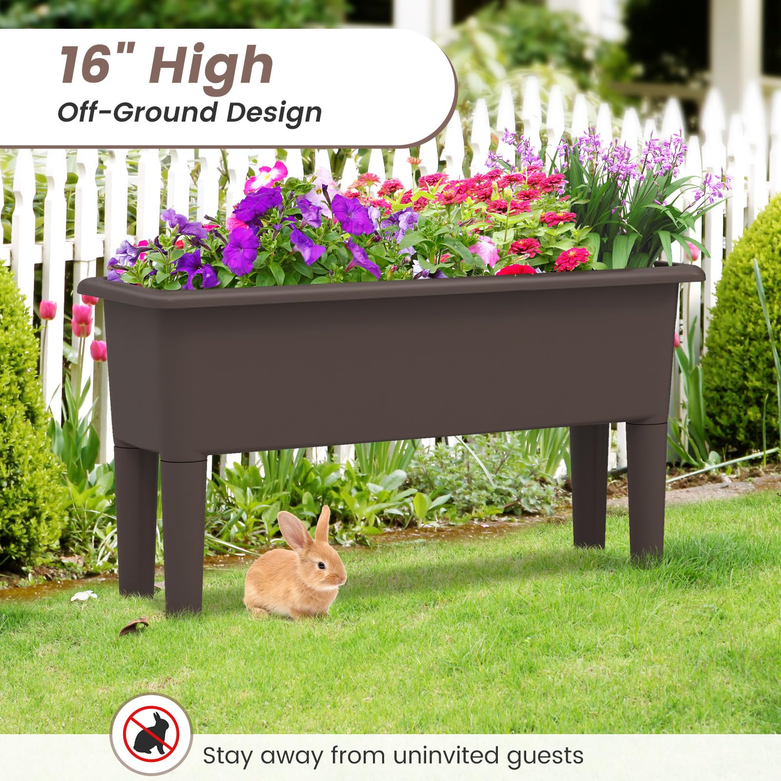 Giantex Raised Garden Beds Outdoor Set of 2, Self-Watering Planter Box with Detachable Legs & Drainage Hole 
