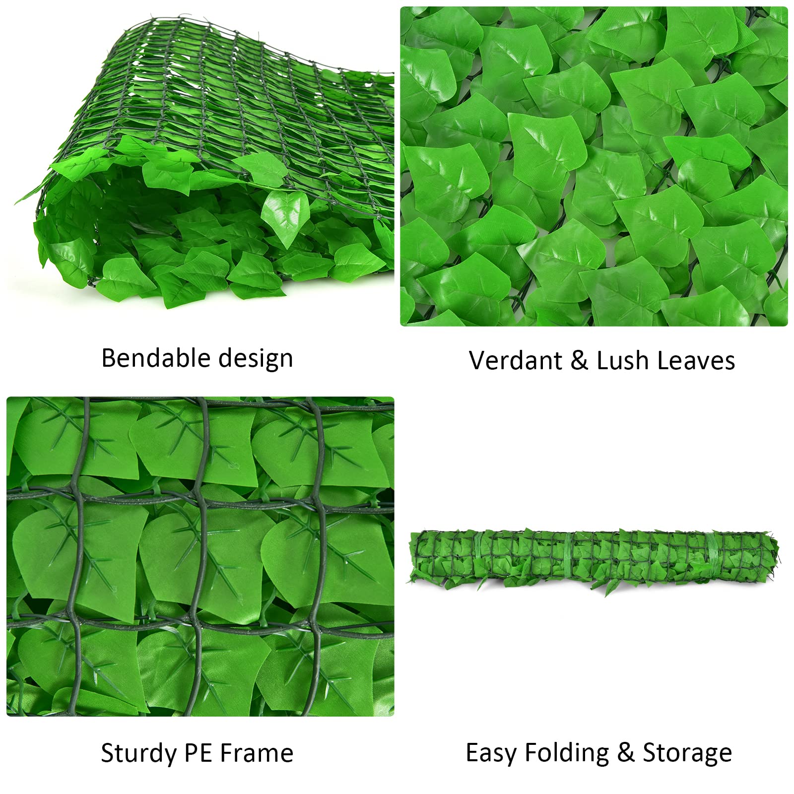 Giantex 118" x 39.4" Artificial Hedges Fence Faux Ivy Vine Greenery Wall 