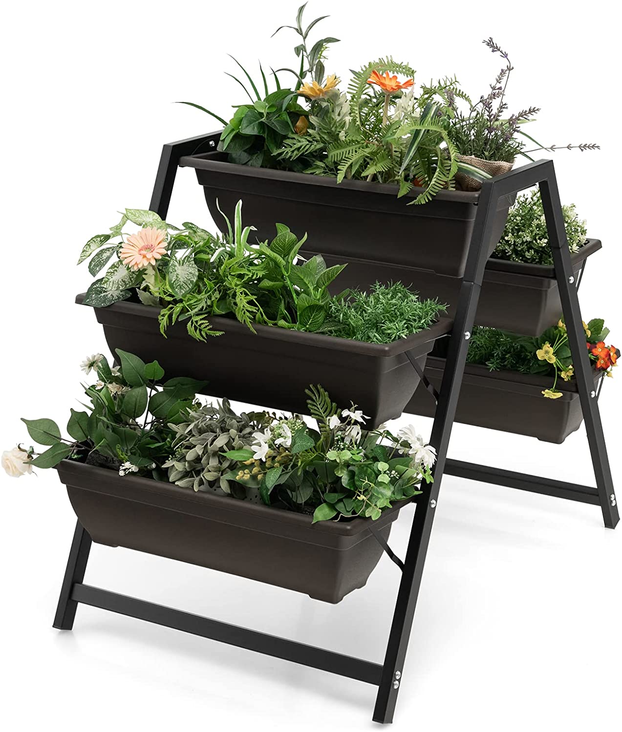 Giantex Set of 2 Vertical Raised Garden Bed, 5 Planter Boxes Container w/ Drainage Holes 