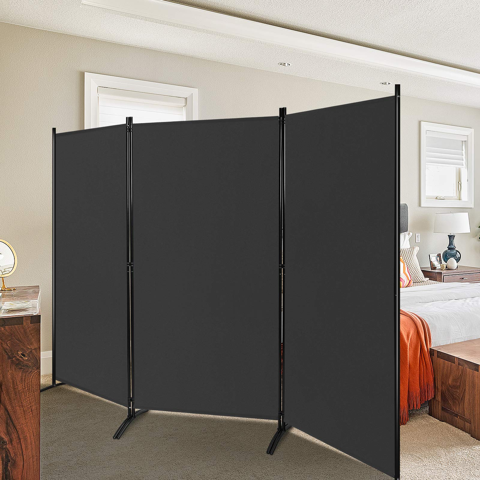 Giantex 6 Ft 3 Panel Room Divider, Folding Portable Privacy Screen w/ Durable Hinges Steel Base