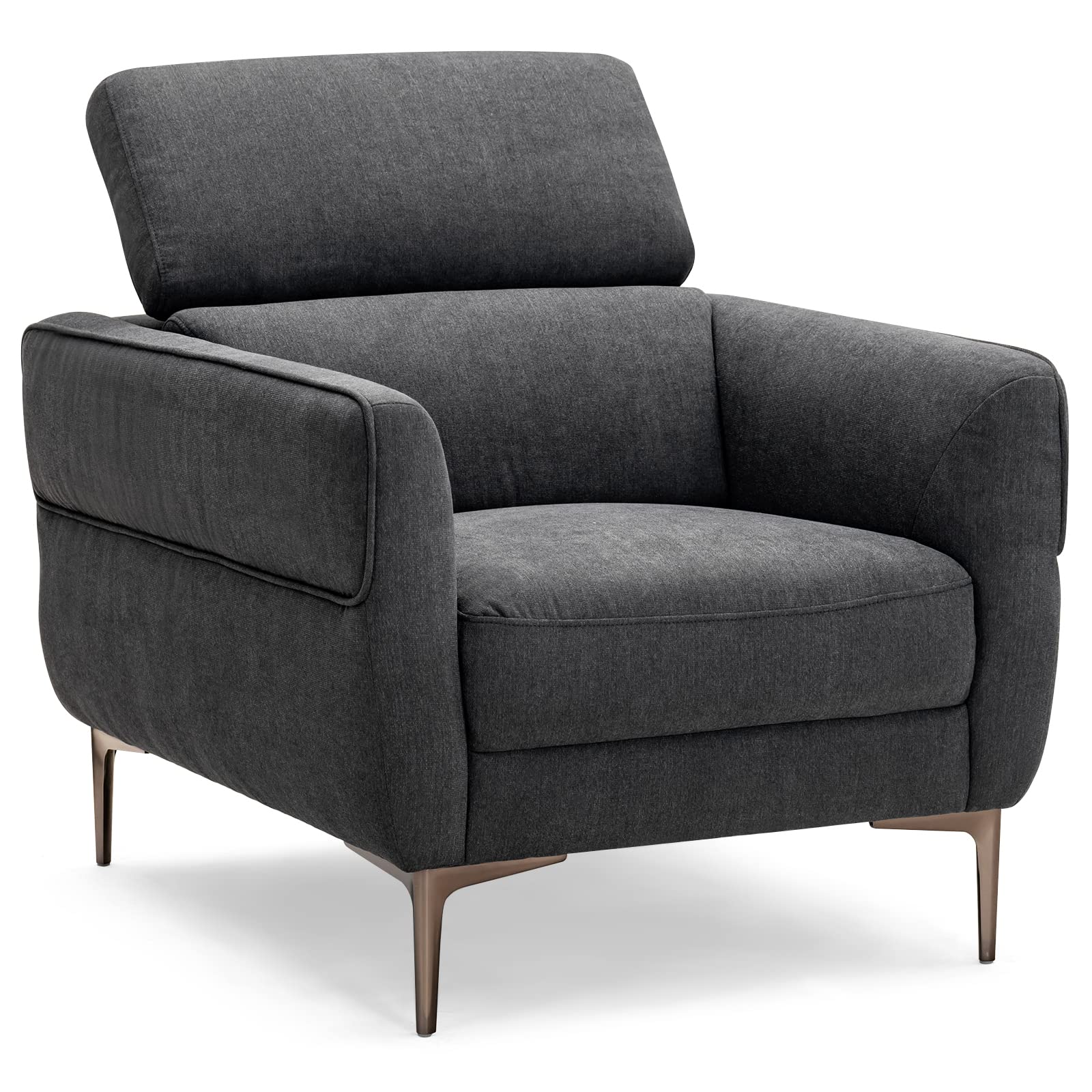 Giantex Accent Chair, Upholstered Single Sofa Chair with Adjustable Headrest 