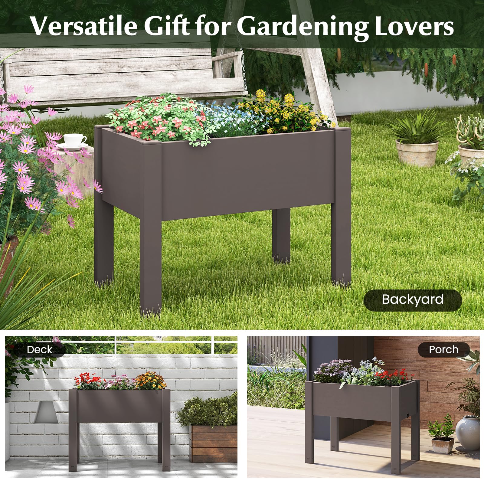Giantex Raised Garden Bed with Legs, Self-Watering Planter Box with Water Level Indicator 