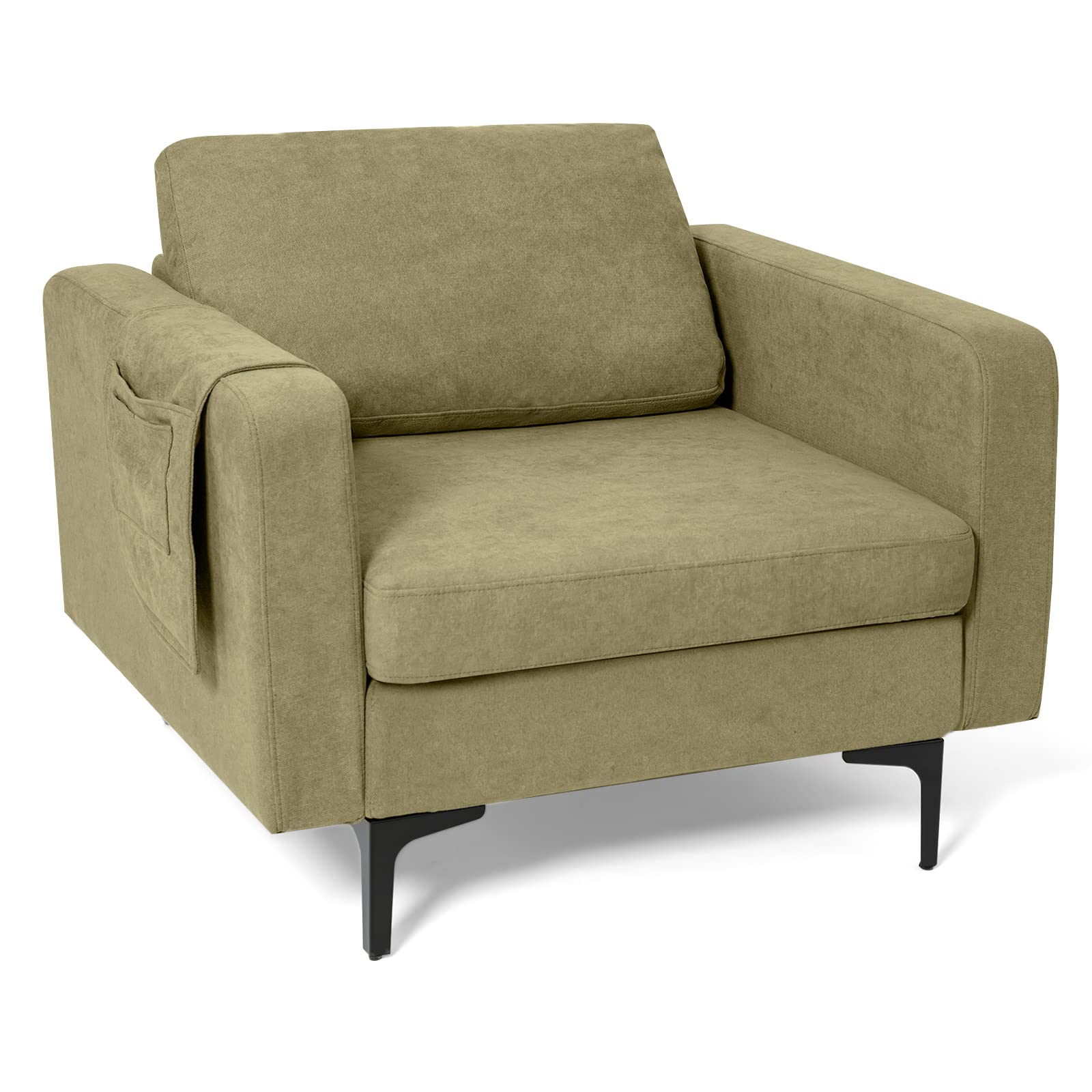 Giantex Modern Accent Chair w/Comfy Thick Cushion, Magazine Pockets 