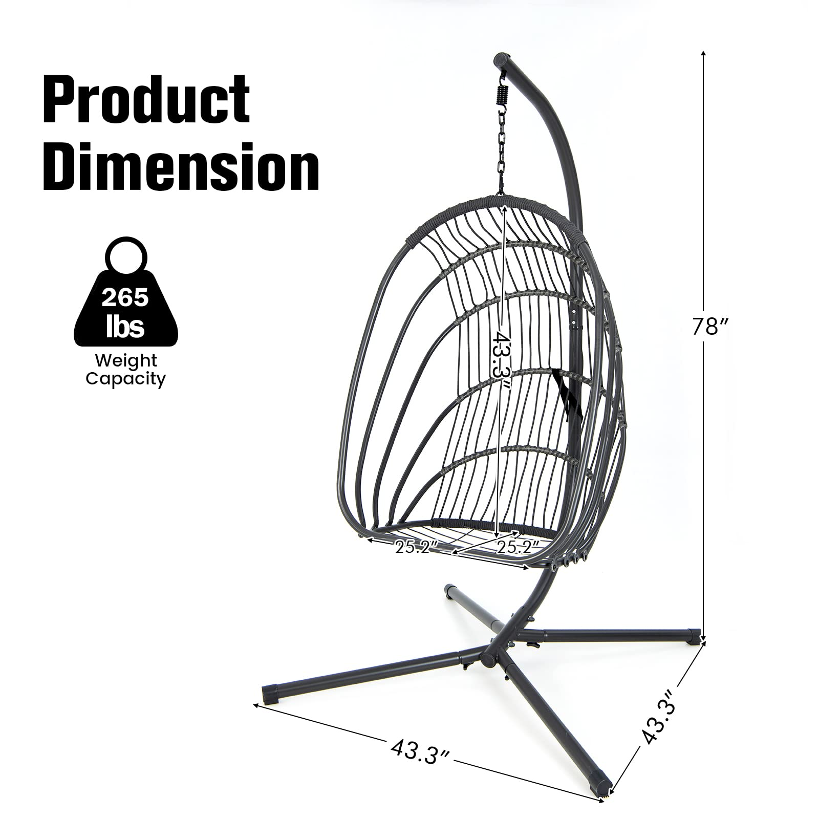 Giantex Egg Chair Hammock Stand - Hanging Swing with Stand 