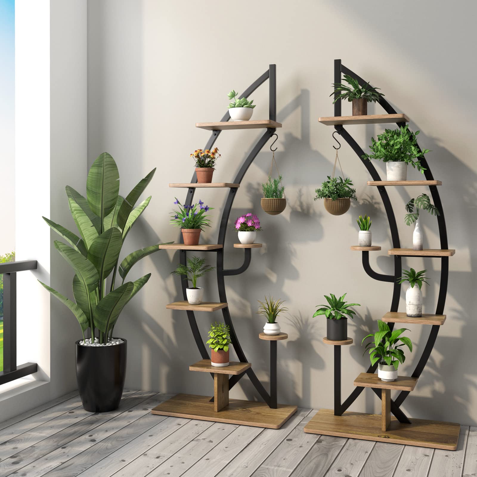 Giantex 6 Tier Metal Plant Stand Indoor, 61" Half Moon Plant Shelf 
