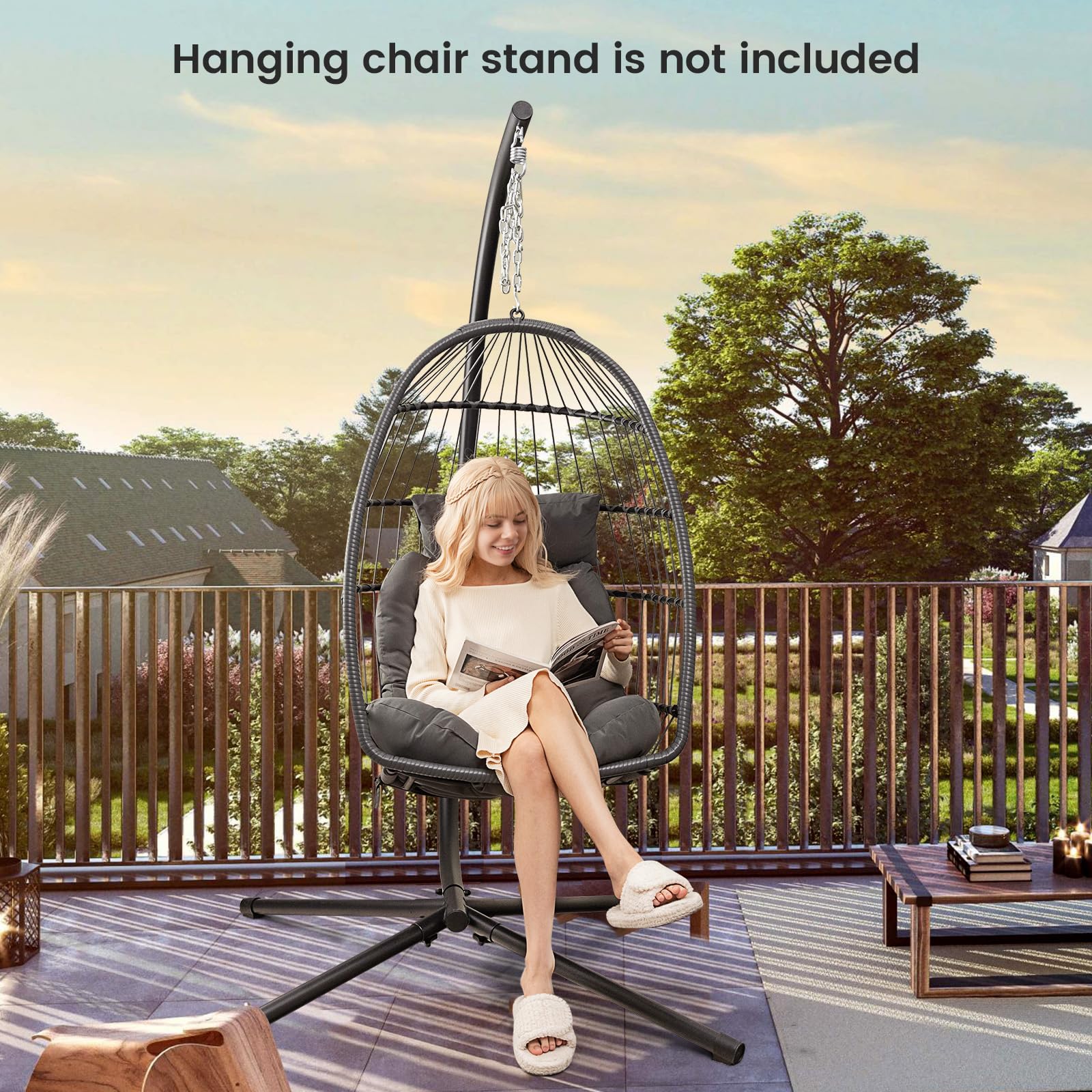 Giantex Foldable Hanging Egg Chair - Egg Swing Hammock Chair 