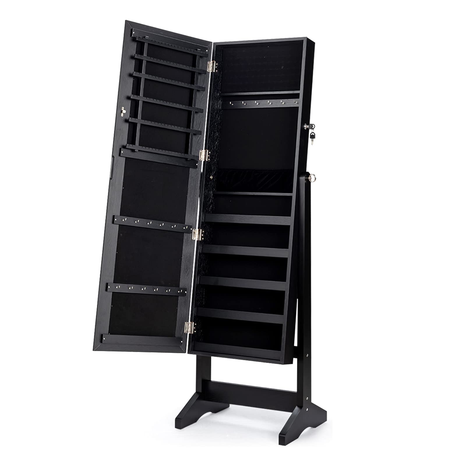 CHARMAID Freestanding Lockable Jewelry Organizer Box with Large Storage Capacity 