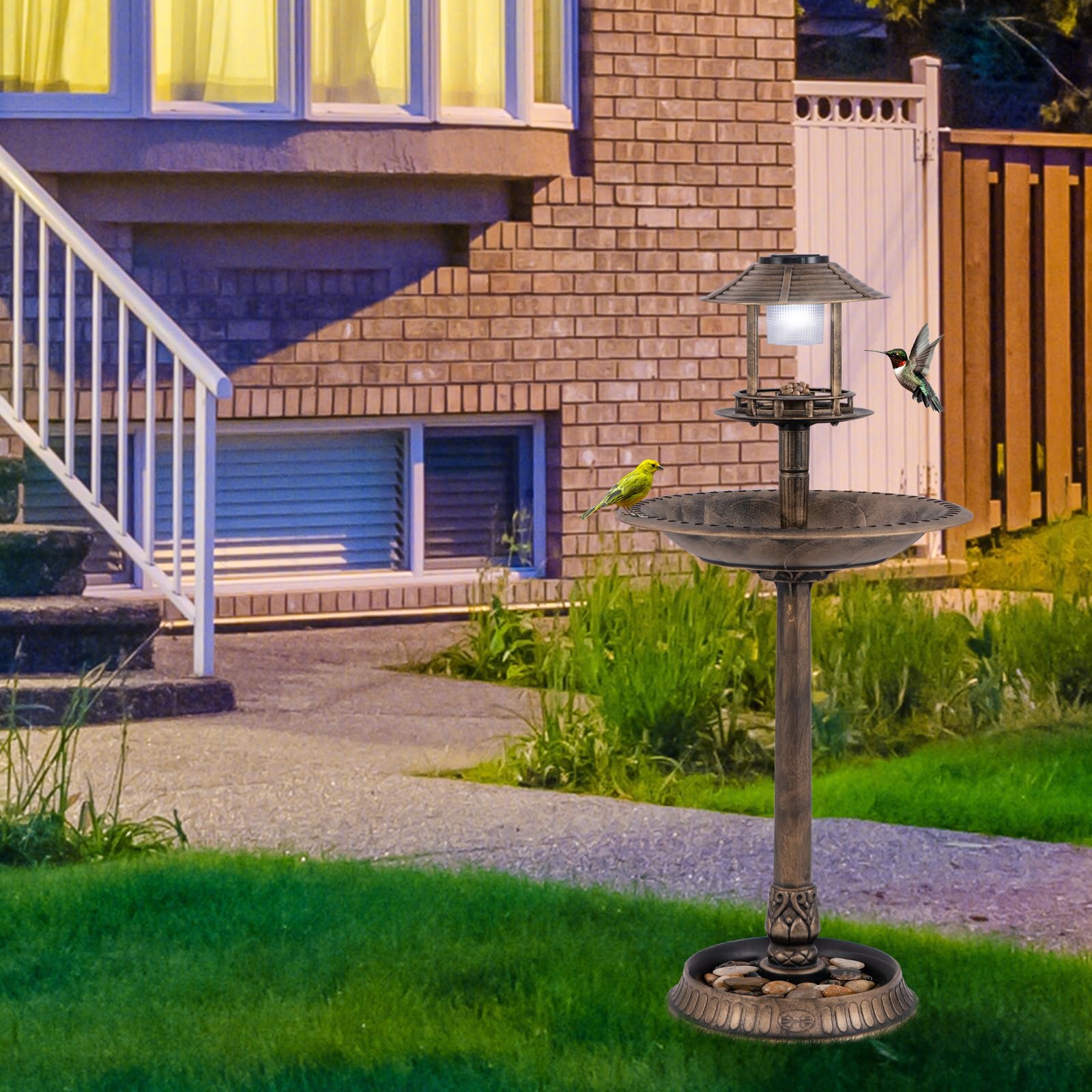 Giantex 42 inch Bird Bath Solar Lighted 