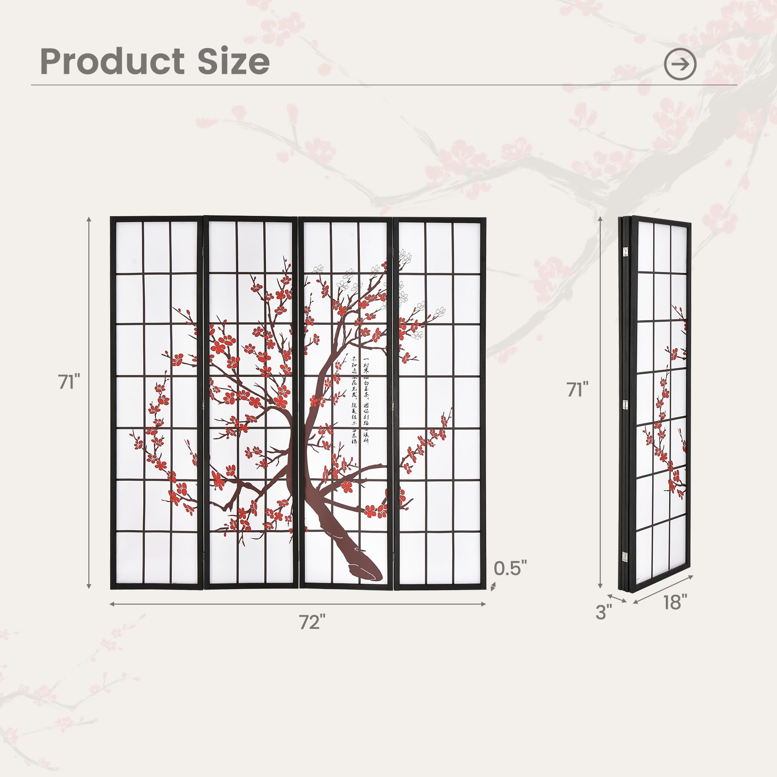 Giantex Room Divider, 4 Panel 6 Ft Room Dividers and Folding Privacy Screens