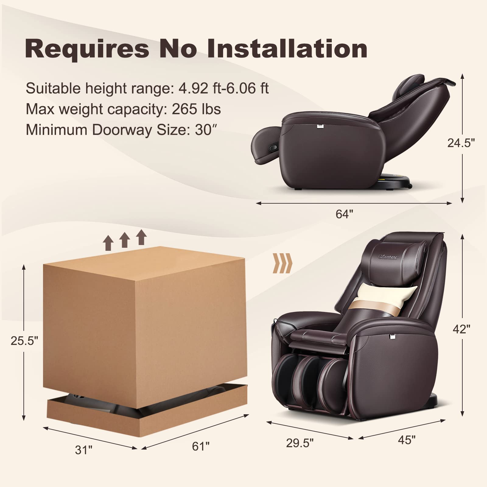Giantex Full Body Massage Chair - Zero Gravity SL Track Electric Recliner with Reversible Footrest 