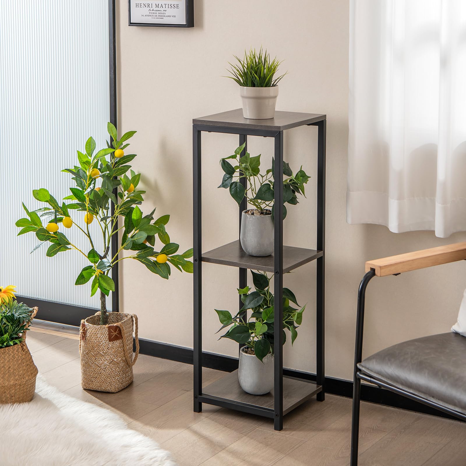 Giantex 3 Tier Tall Plant Stand Indoor, 36 Inch Corner Plant Holder with Metal Frame 