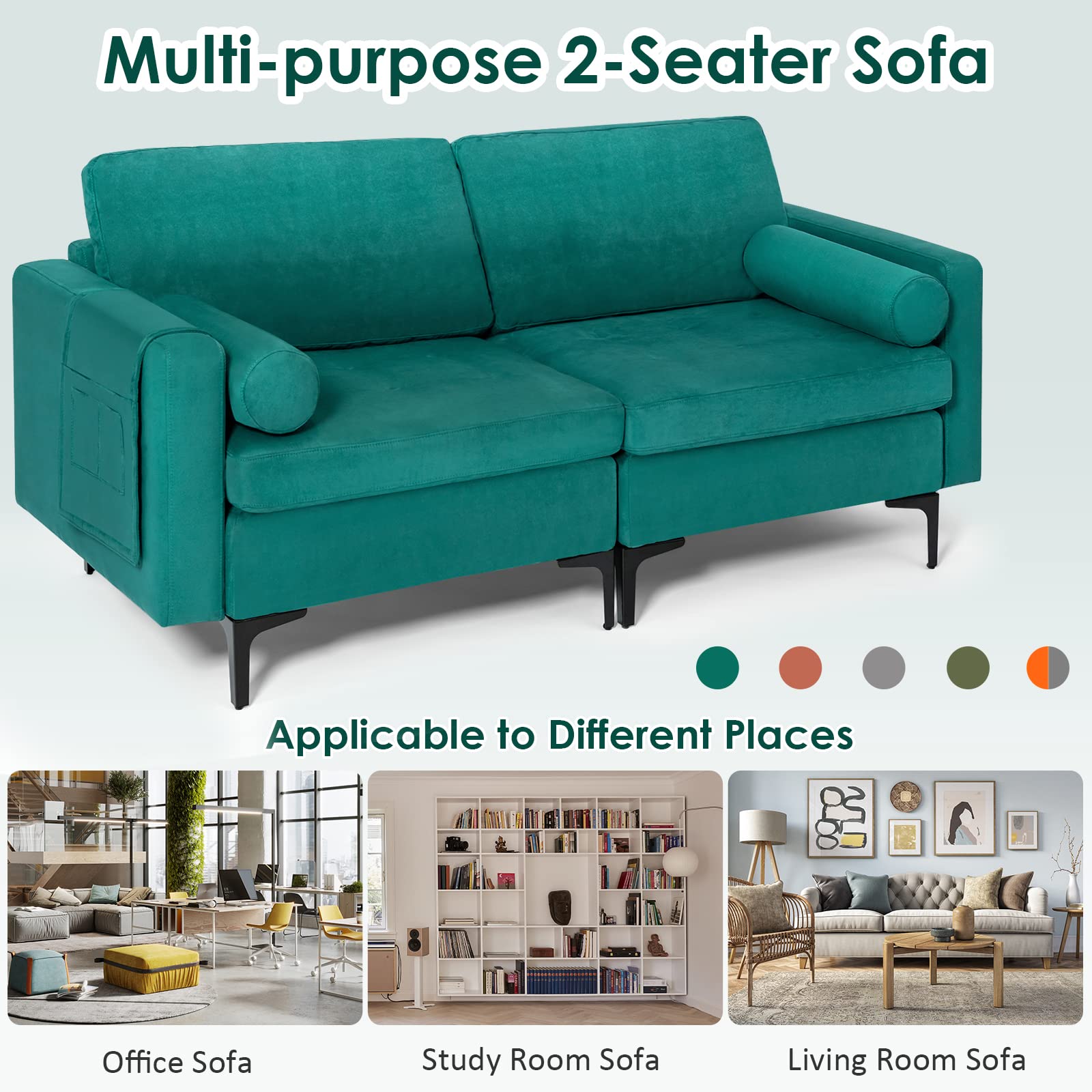 Giantex 68" Modern Loveseat, 2-Seater Sofa Couch 