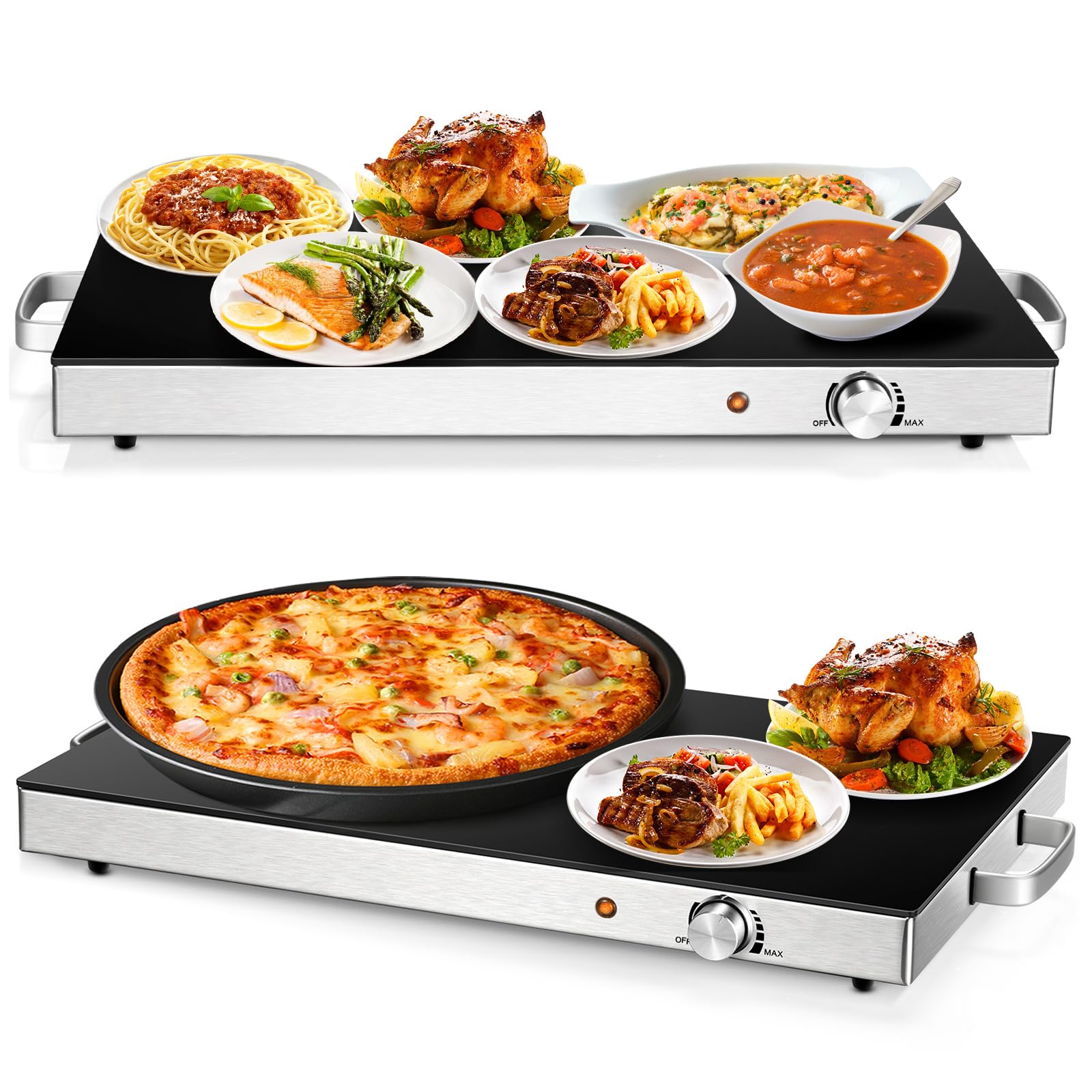 Giantex 2 Packs Electric Warming Tray, 22''x15'' Hot Plate with Adjustable Temperature Control 