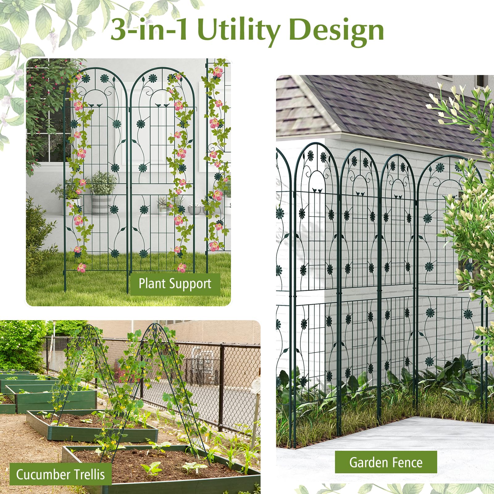 Giantex Garden Trellis, Tall Galvanized Steel Trellis for Climbing Plants 