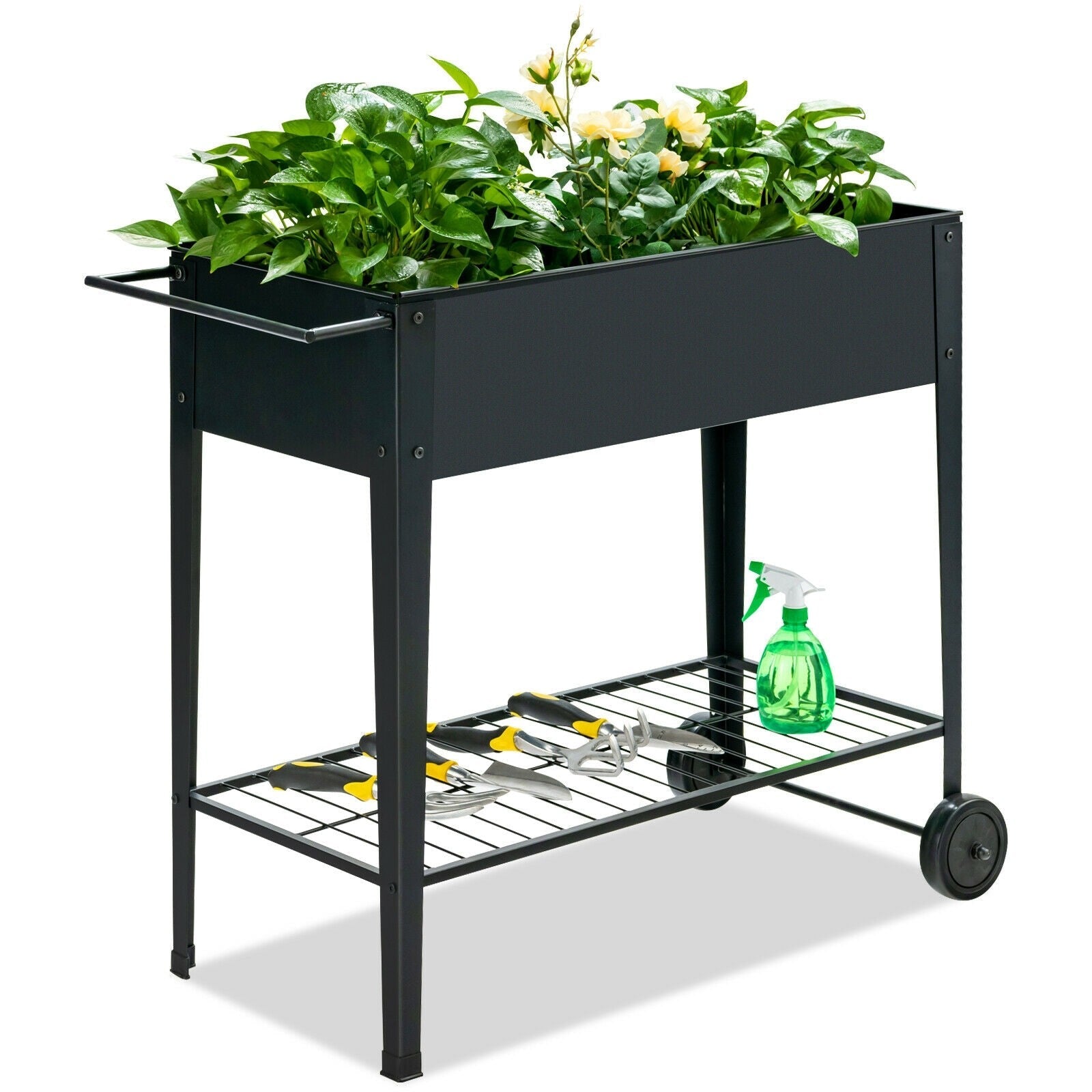 Outdoor Raised Garden Bed on Wheels with Legs 
