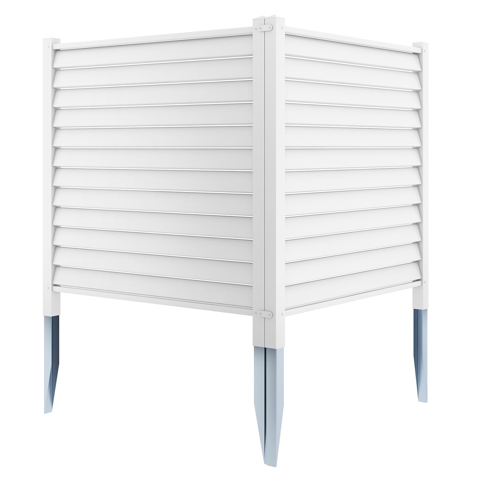 Giantex Air Conditioner Fence 2/4 Panels - 44''W x 45''H Outdoor Privacy Screens with 4 Metal Stakes, Decorative PVC Trash Can Enclosure