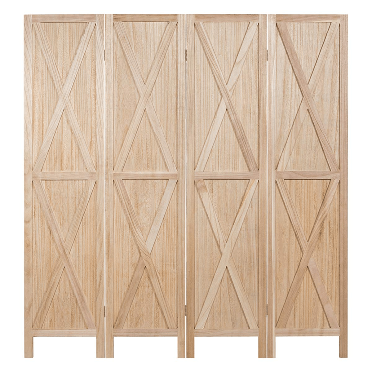 Giantex 4 Panel 5.6 Ft Wood Room Dividers, Freestanding Partition Decorative Screen