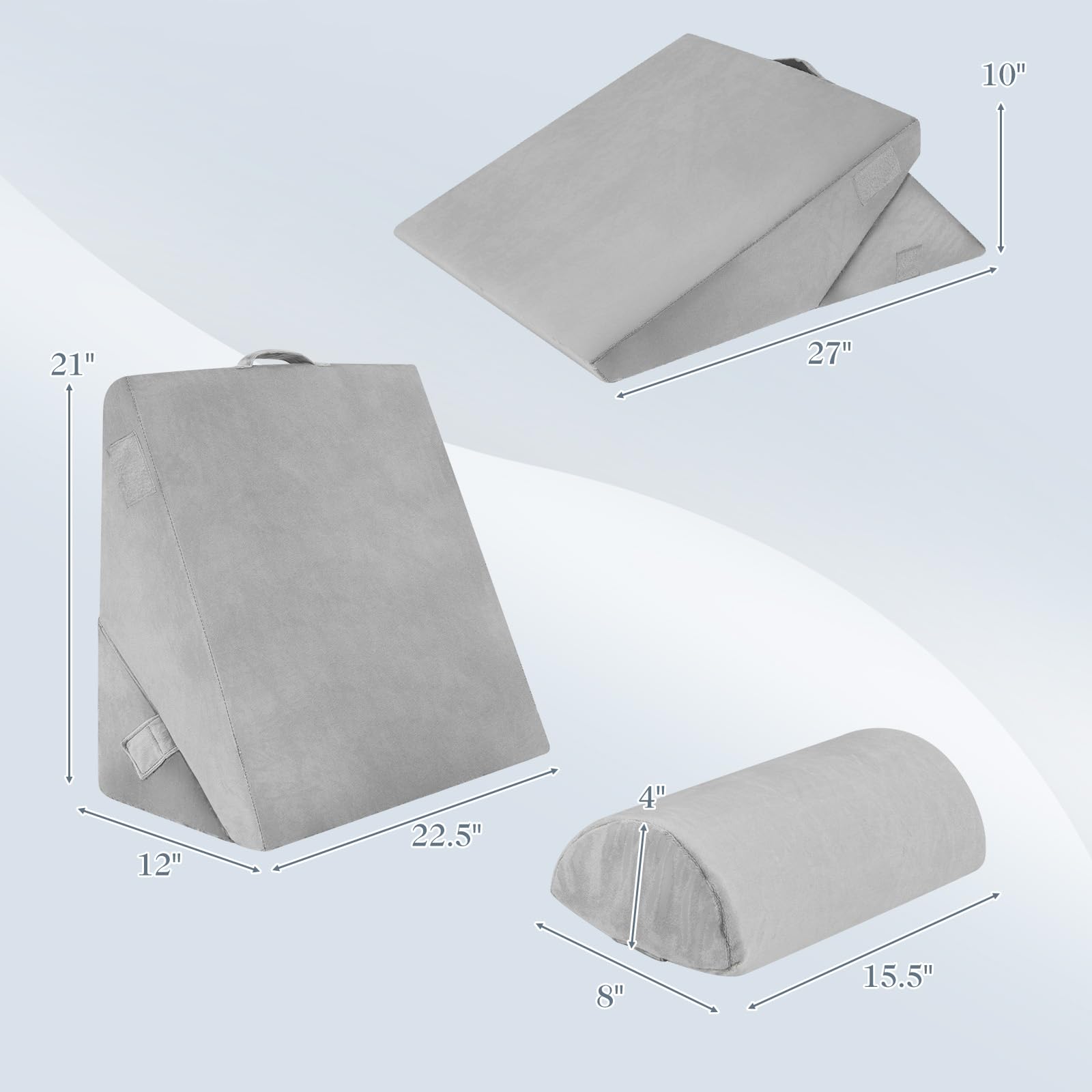 Giantex Bed Wedge Pillow for Sleeping, 12 Inch Adjustable Triangle Pillow with Air Memory Foam 