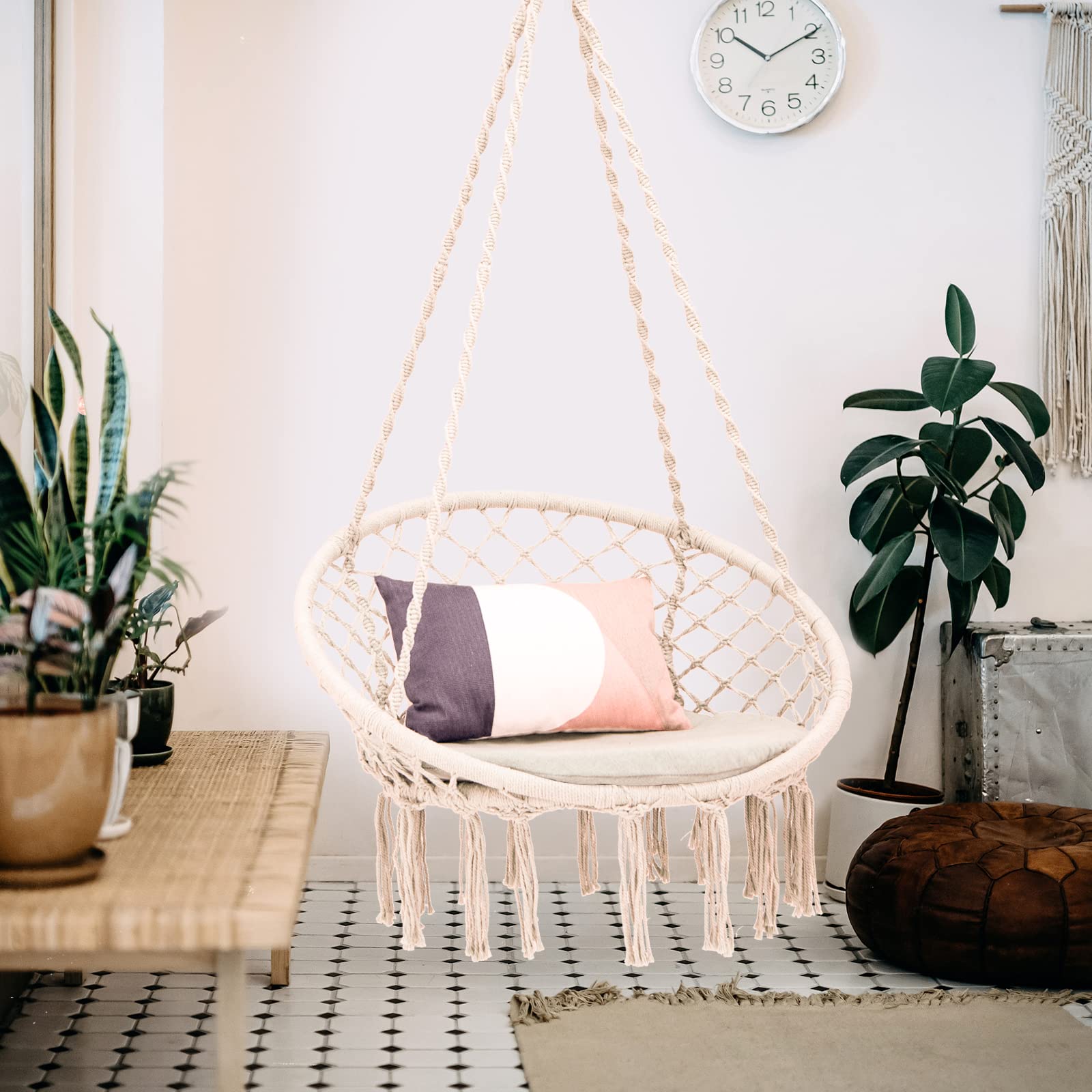 Giantex Hammock Chair Macrame Swing - Hanging Chair with Cushion and Hardware Kit, 330 LBS Weight Capacity 