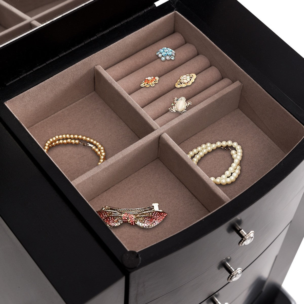Jewelry Chest Armoire Cabinet Standing with Mirror 
