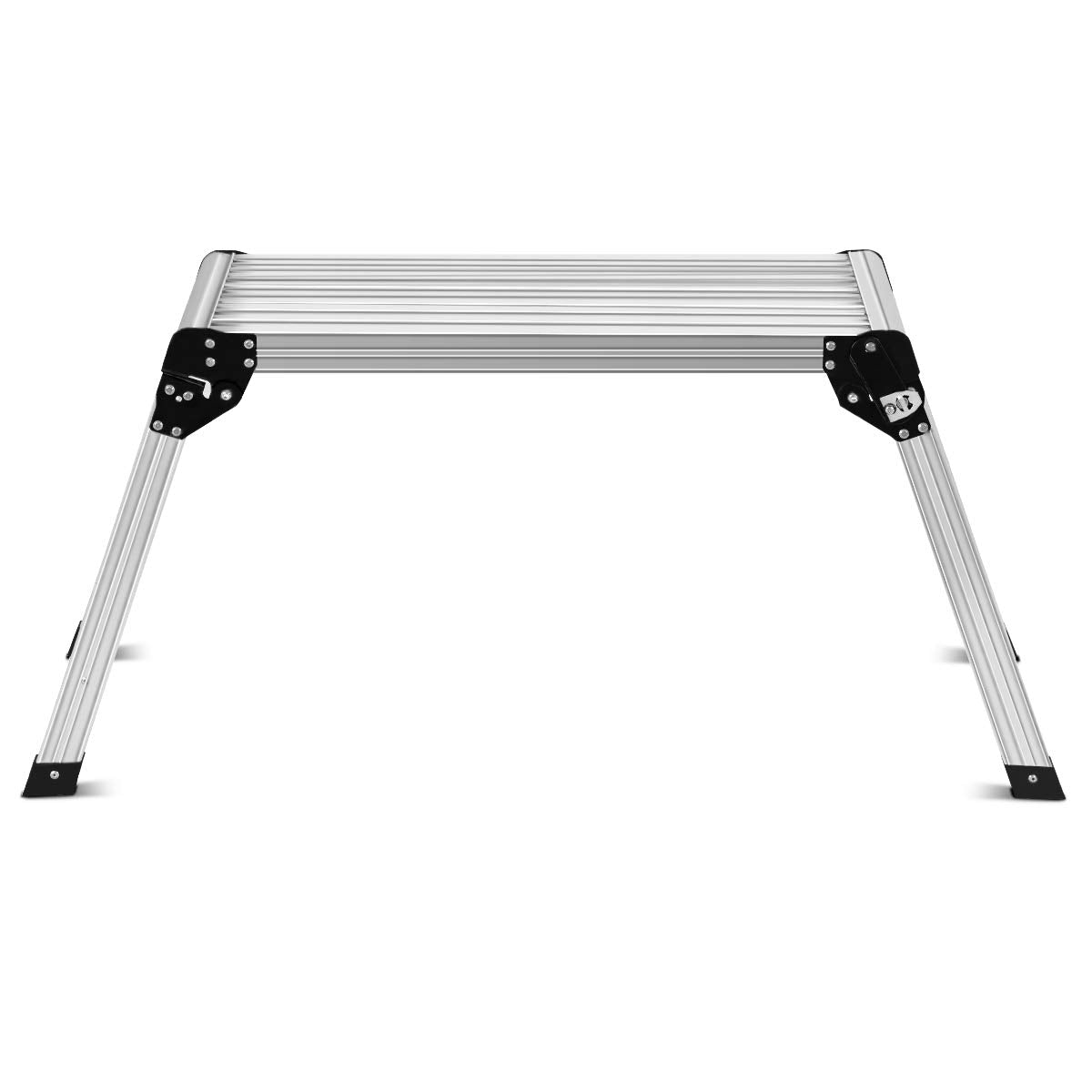 Giantex Capacity 330 LBS Heavy Duty Portable Bench Folding Ladders Stool w/Non-Slip Mat (Silver) 