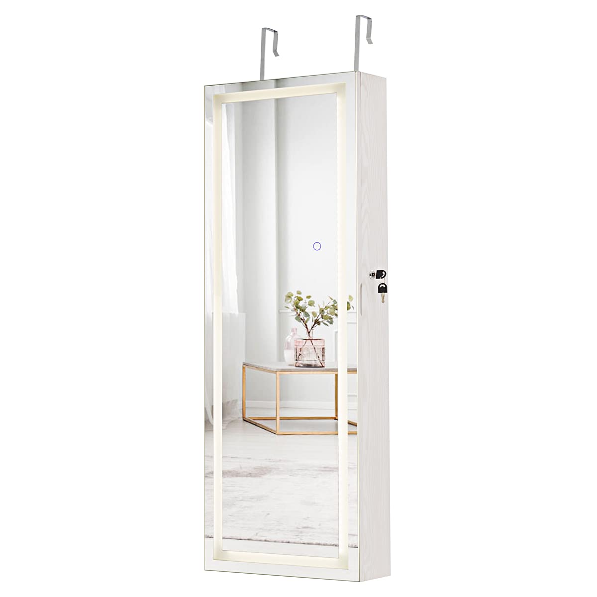 CHARMAID Jewelry Cabinet with LED Touch Screen Mirror 