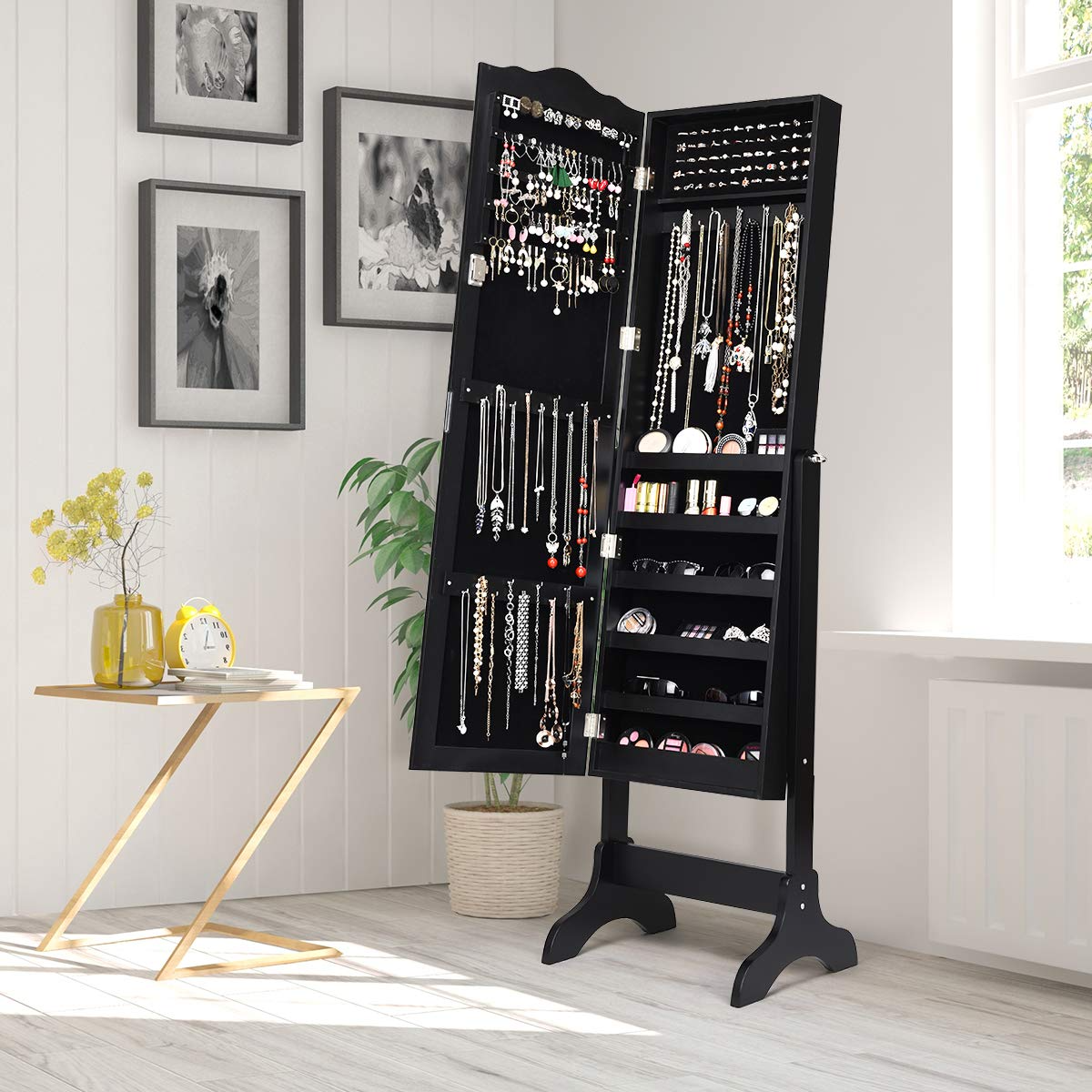 Giantex Jewelry Cabinet Armoire Lockable with Mirror 