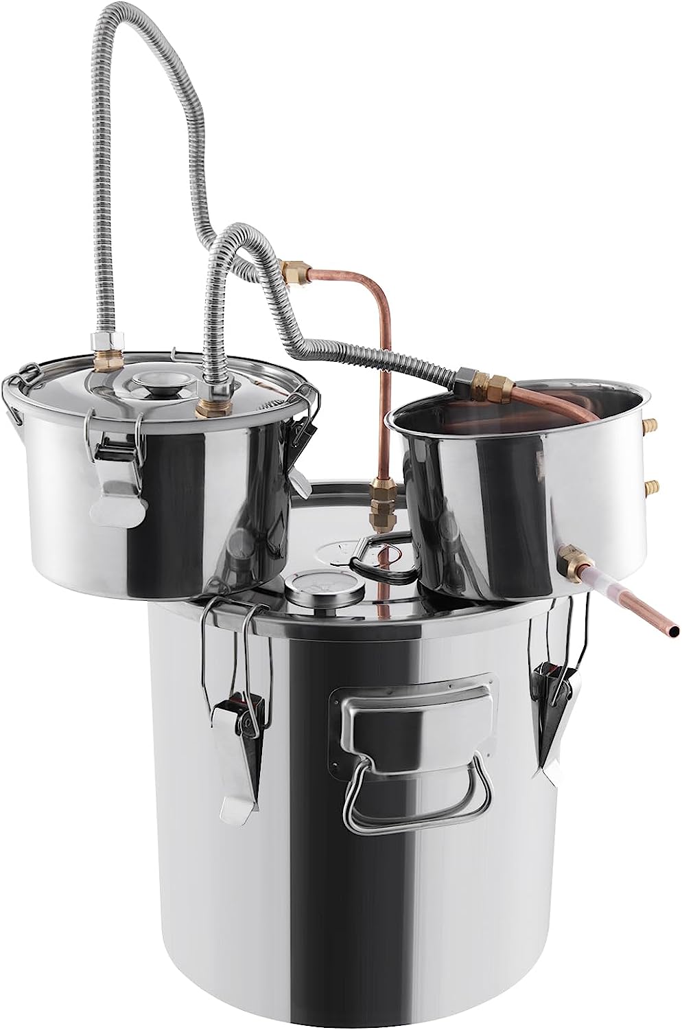 Giantex 10 Gal Alcohol Still, 3 Pots Stainless Steel Water, Alcohol, Oil Distiller Kit with Built-in Thermometer