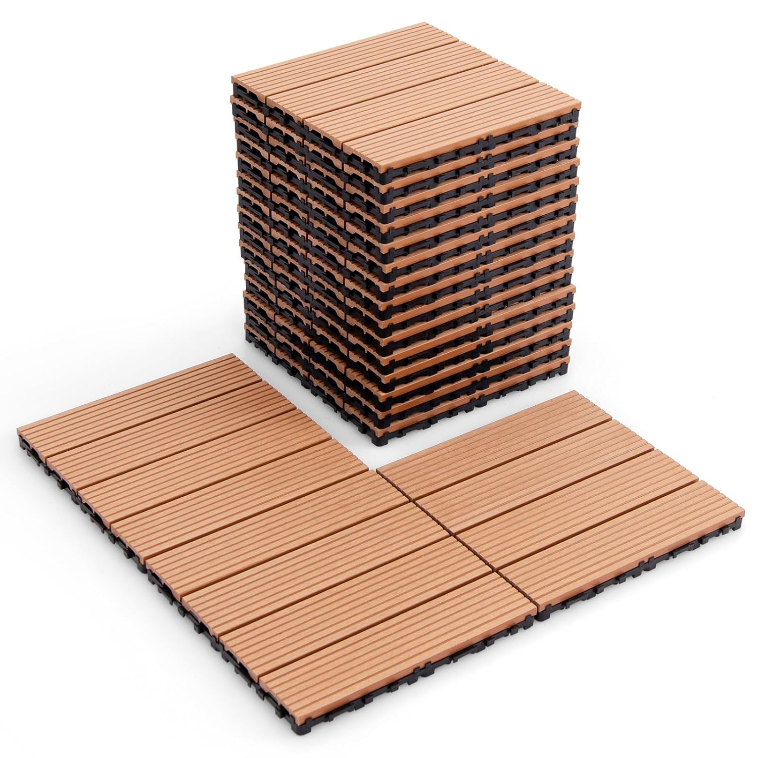 Giantex Interlocking Deck Tiles 18/36 Pack - 12 x 12 in Composite Outdoor Flooring Covering All Weather Use 