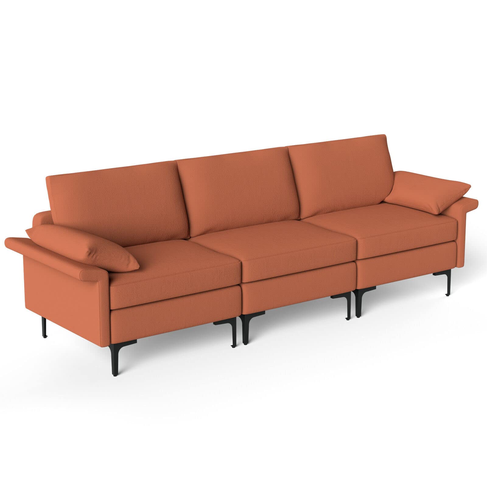 Giantex 3-Seat Sectional Sofa Couch, 100.5" L Convertible Sleeper with USB Port & Outlet 