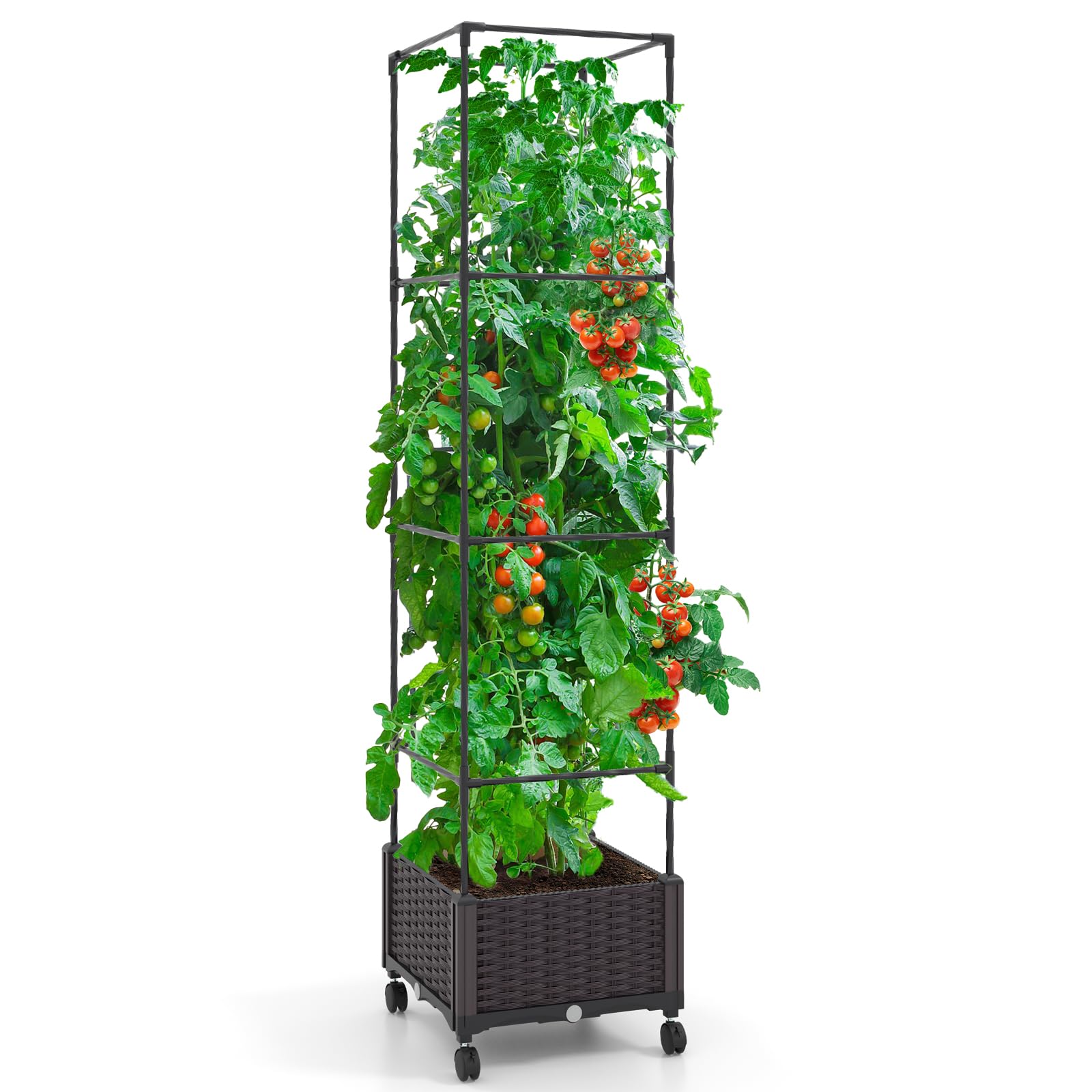 Giantex Raised Garden Bed with Tomato Cages, 67” Adjustable Height 