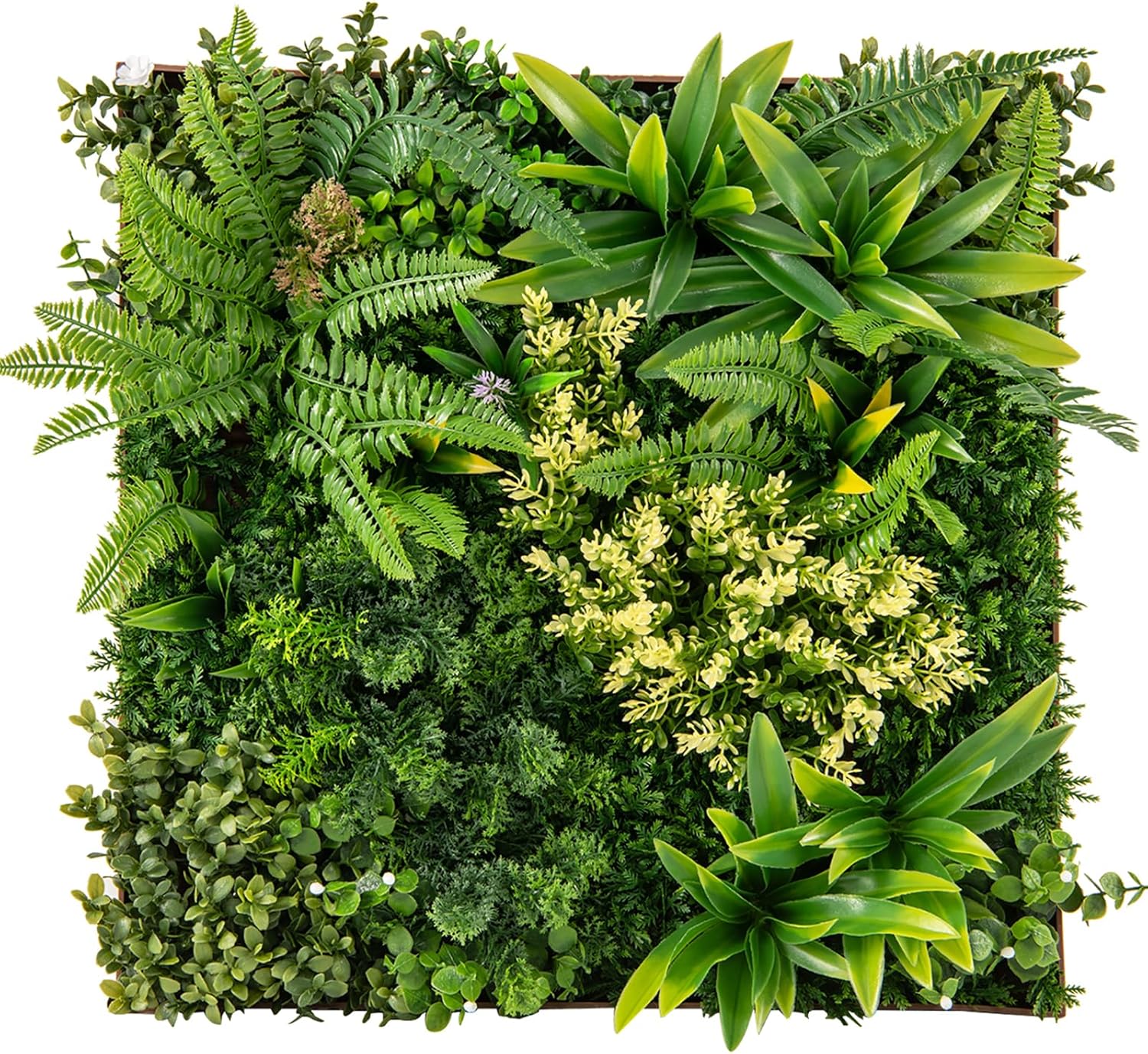 Giantex 2 Pack Hanging Artificial Plants Panels, 20" x 20" Square Framed 3D Greenery Wall Art Decor 