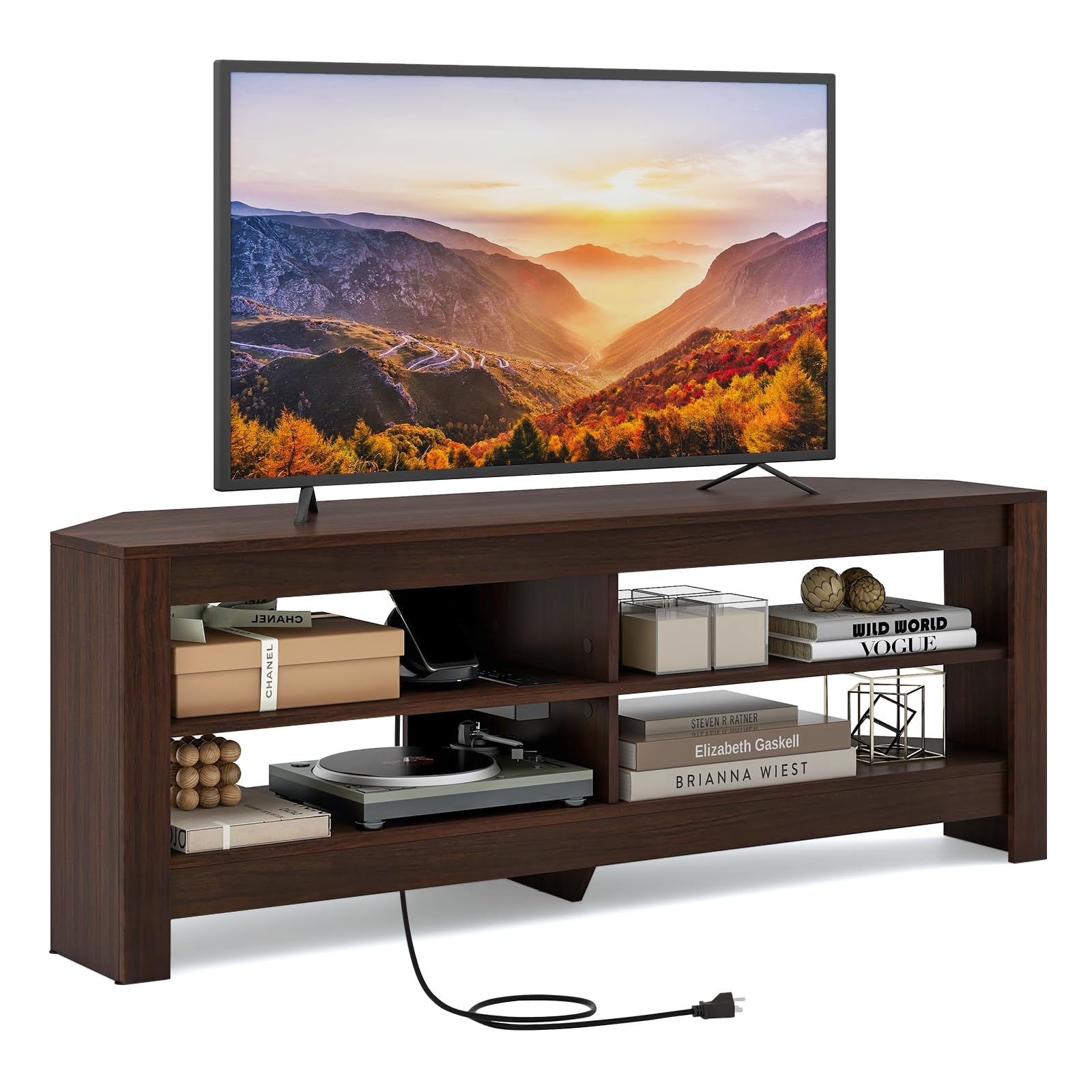 Giantex Corner TV Stand with Power Outlet, 3-Tier Entertainment Center 