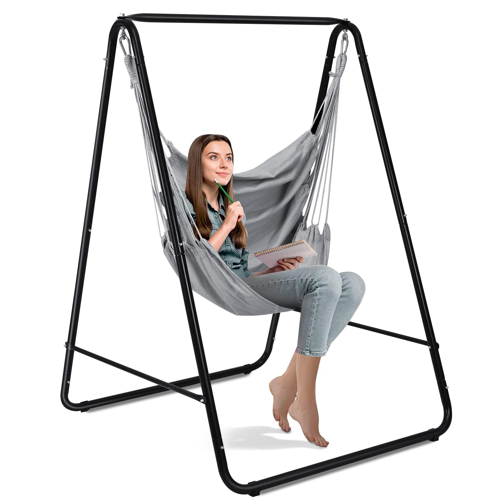 Heavy-Duty Powder-Coated Steel Stand with Hanging Swing Chair 