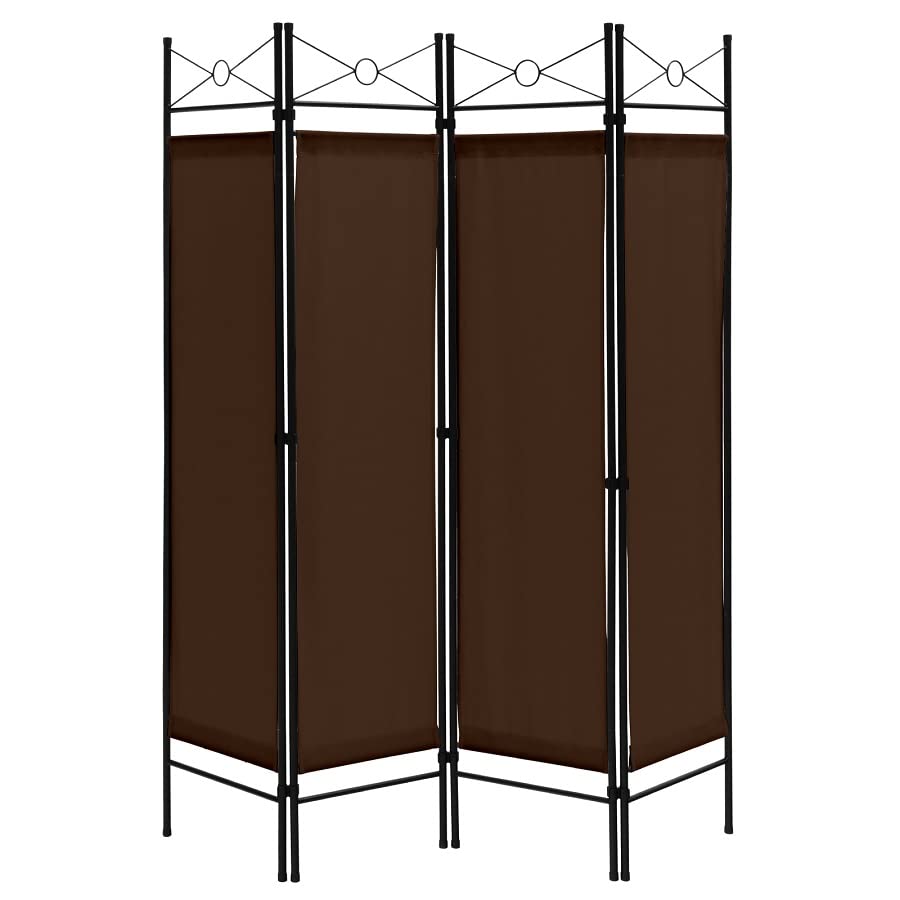 4 Panel Room Divider | 6 Ft Steel Frame Folding Privacy Screen