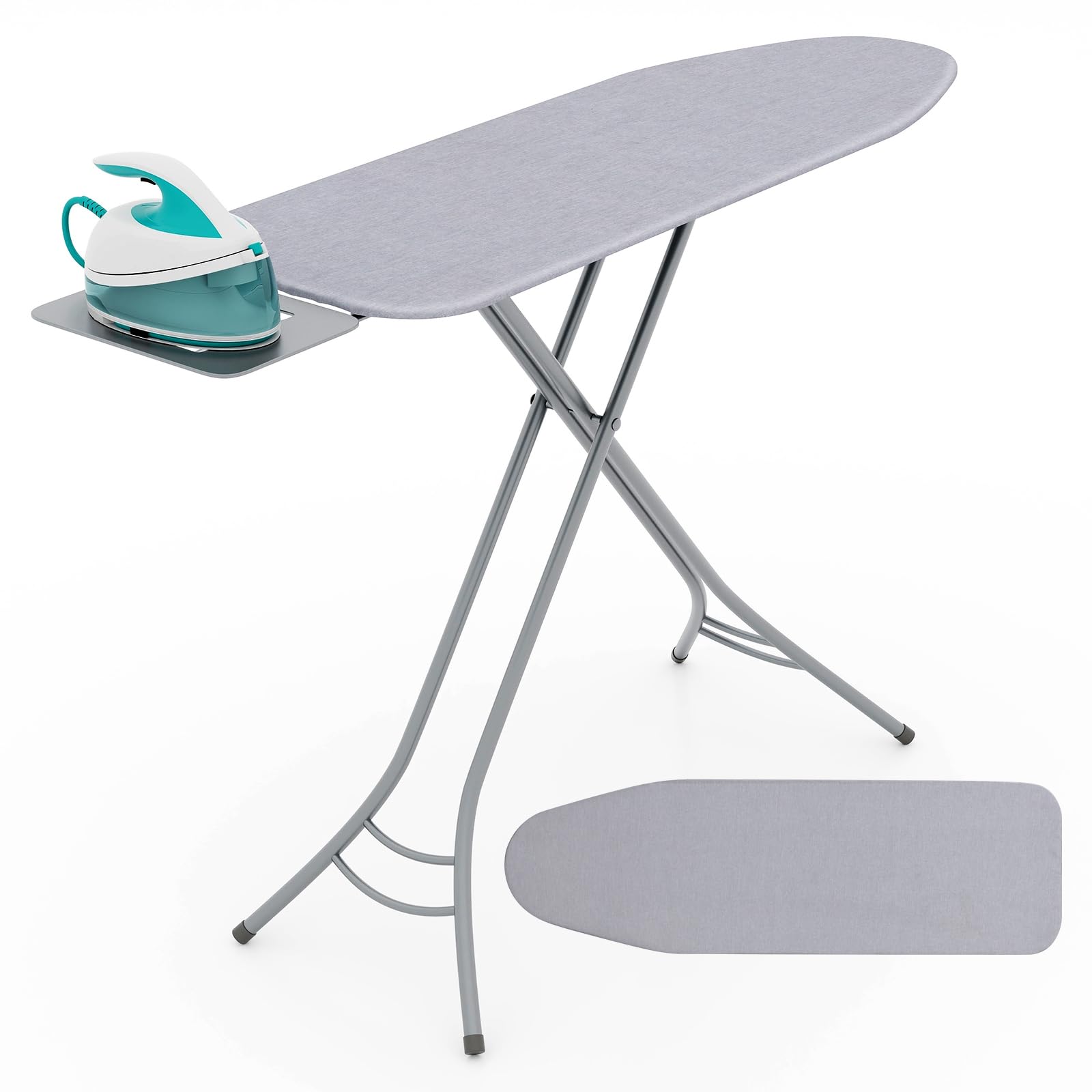 Giantex Foldable Ironing Board with Iron Rest, Heat Resistant Cover, 48.5" x 15.5" Ironing Surface, 27"-36" Adjustable Heights 