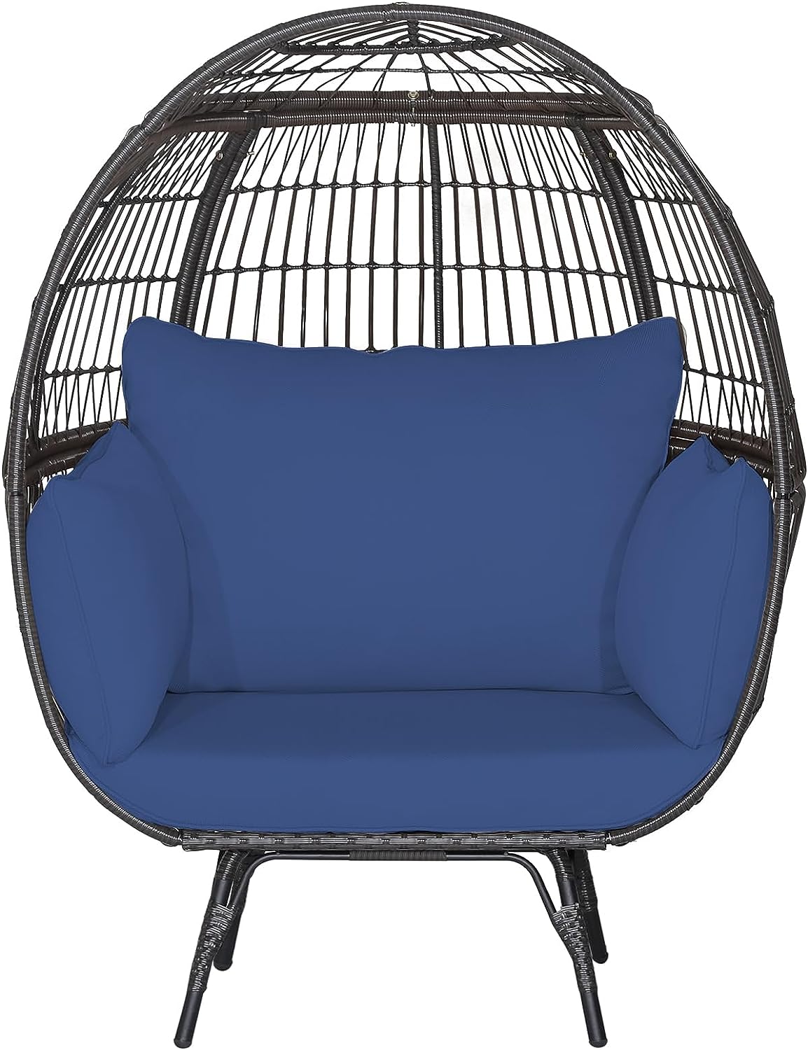 Giantex PE Rattan Egg Chair - Oversized Hammock Chair with Thick Cushions & Sturdy Metal Frame 
