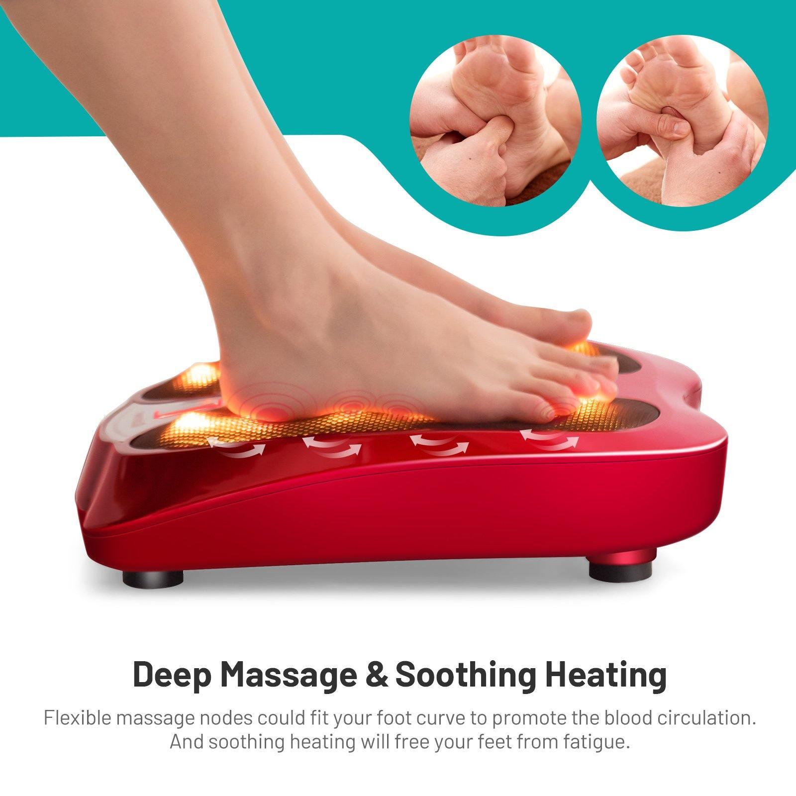 Giantex Foot Massager, Shiatsu Electric Feet Kneading Machine w/ Infrared Heating & 18 Massage Nodes(red)