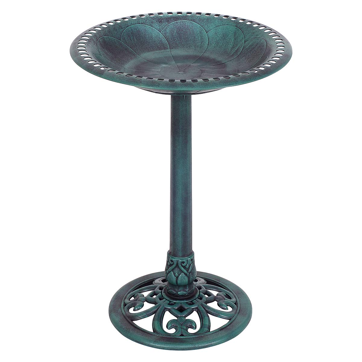 Giantex 28 Inch Height Pedestal Bird Bath Feeder Freestanding Antique Outdoor Garden Yard Patio Decor 