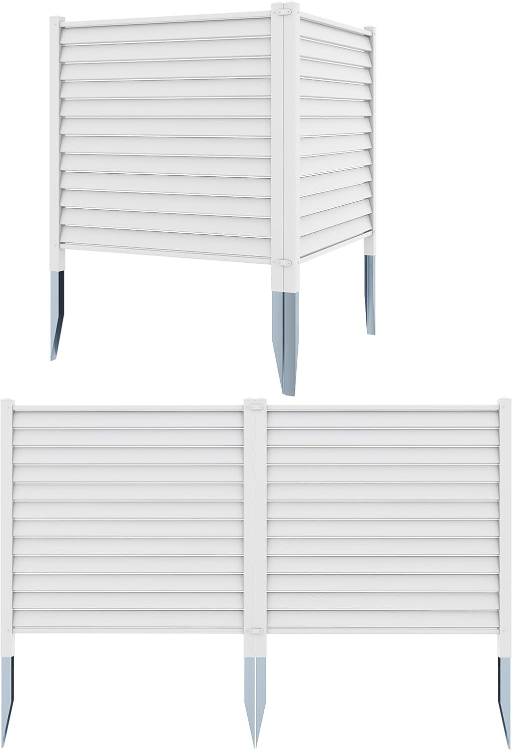 Giantex Air Conditioner Fence 2/4 Panels - 44''W x 45''H Outdoor Privacy Screens with 4 Metal Stakes, Decorative PVC Trash Can Enclosure