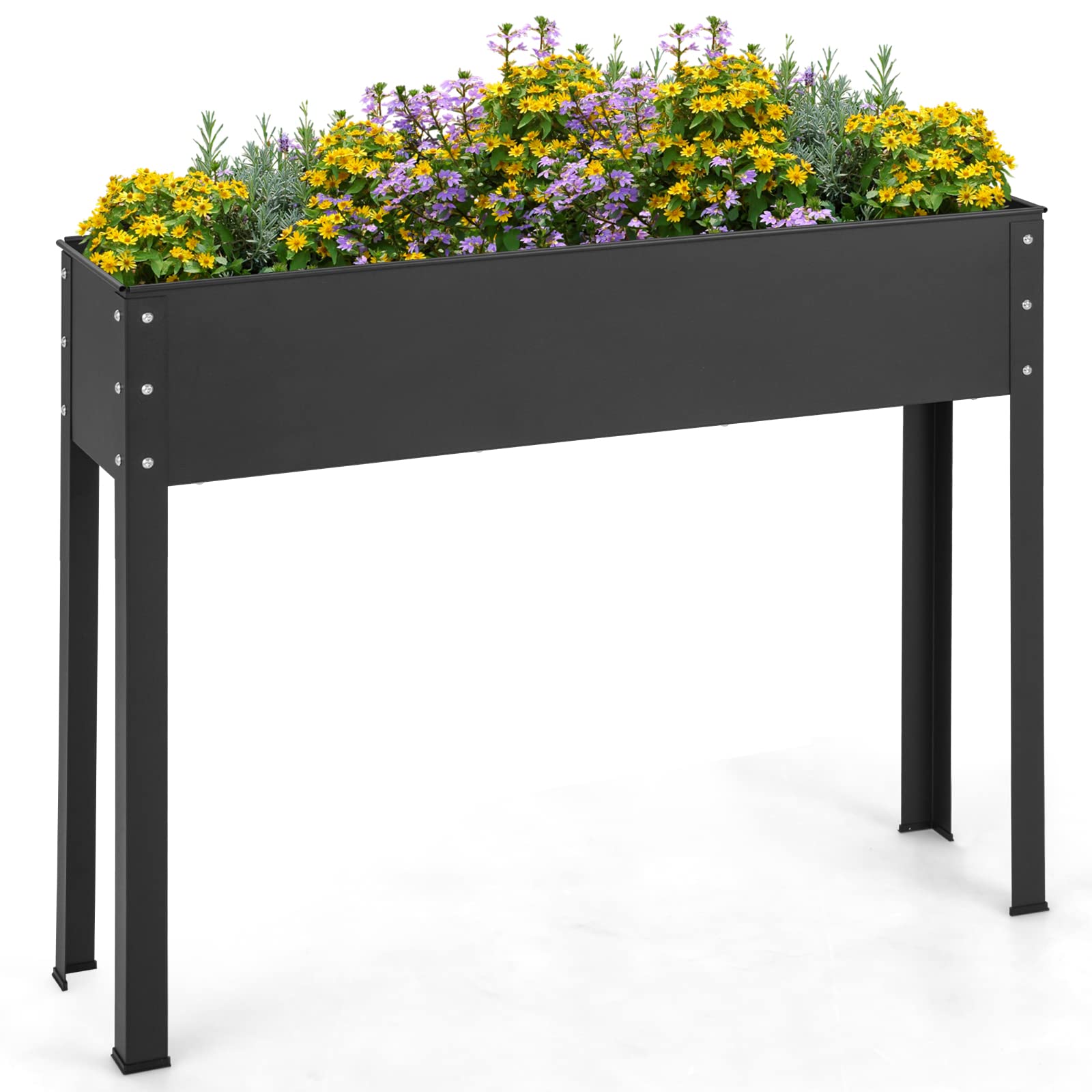 Giantex Raised Garden Bed, Metal Planter Box with Legs, Drain Hole, Outdoor Indoor Elevated Garden Box 