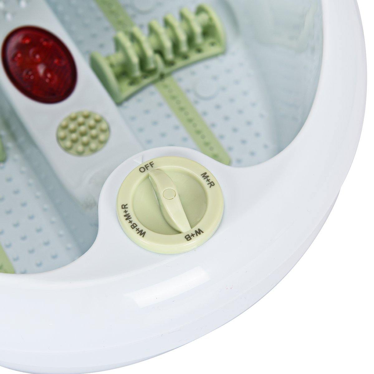 Giantex Foot Bath Massager Spa, Warm Heat Bubbles Electric Handheld Pedicure Feet Scrubber Removable Cover Vibration Massage (Green) 