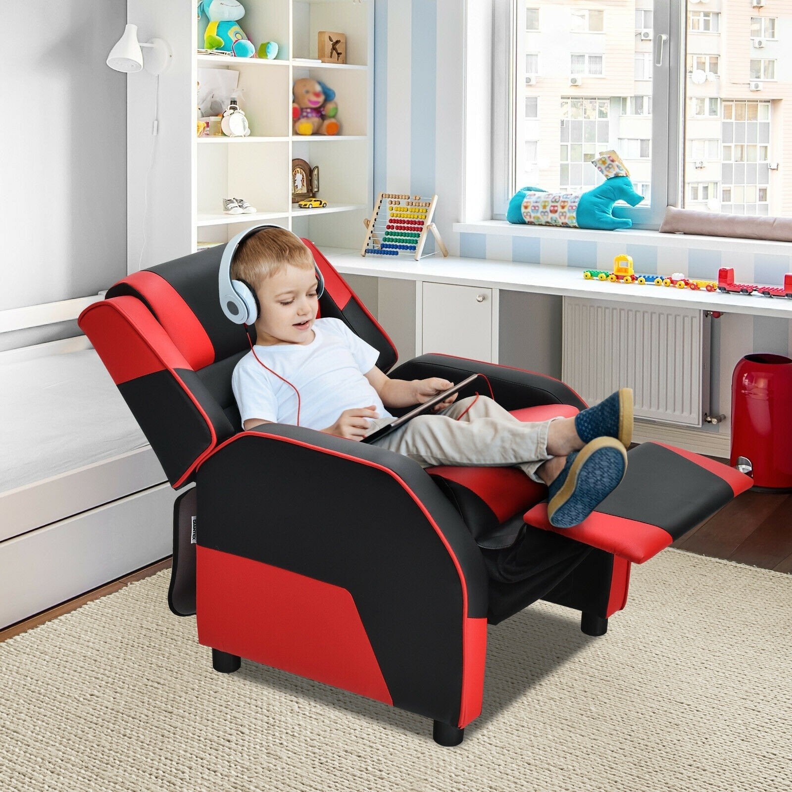 Kids/Youth Gaming Recliner Chair, Ergonomic PU Leather Armchair Lounge Chair for Living & Gaming Room