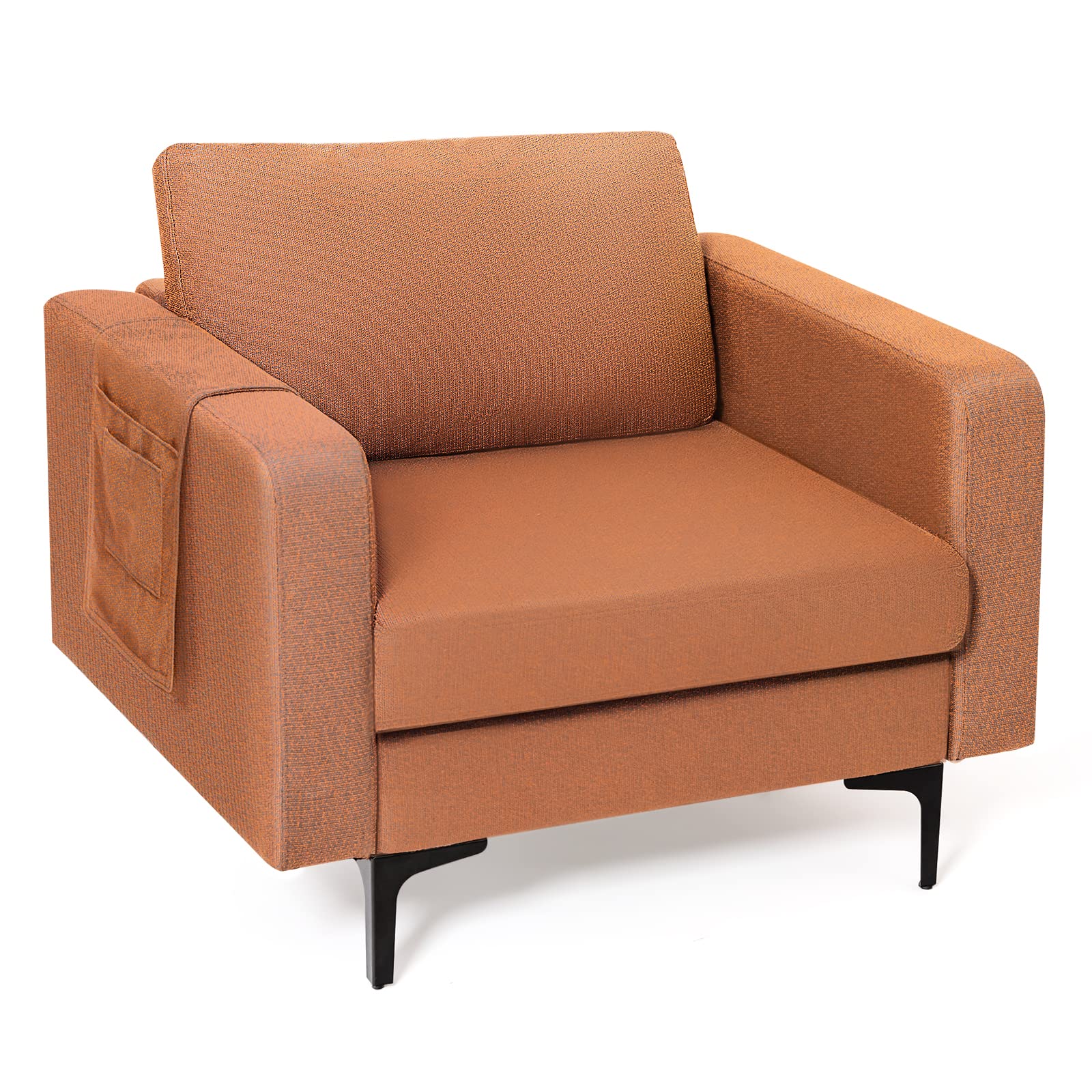 Giantex Modern Accent Chair w/Comfy Thick Cushion, Magazine Pockets 