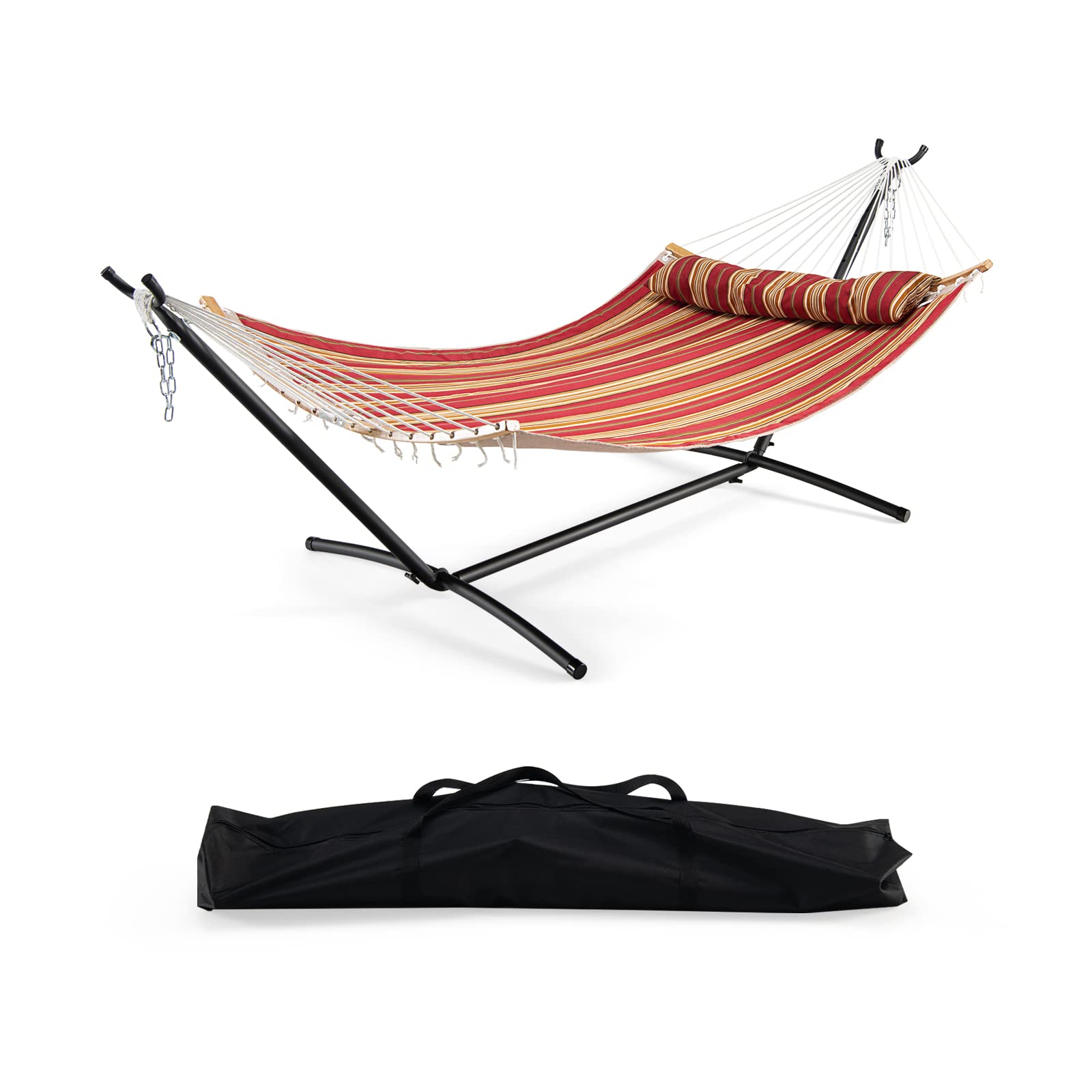 Giantex Hammock with Stand, Outdoor Hammock Swing with Stand Set (Blue&Red) 