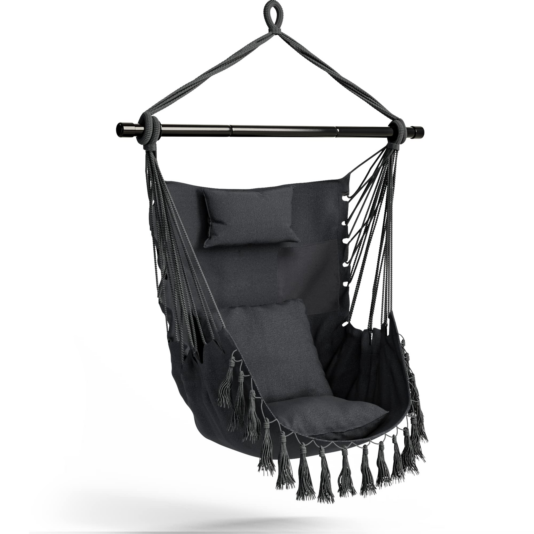 Hanging Chair Hammock Swing Chair - with Sturdy Steel Hanging Bar 